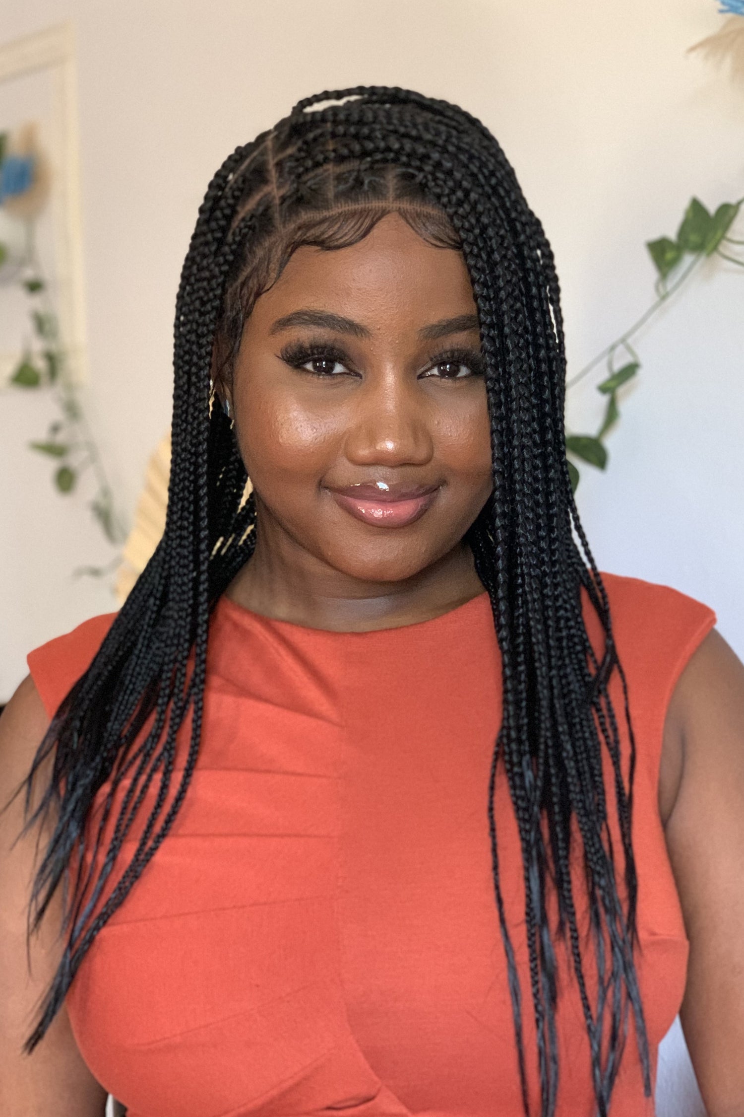 18" Medium Knotless Braid Wig on Full 360 HD Lace Cap With Baby Hair