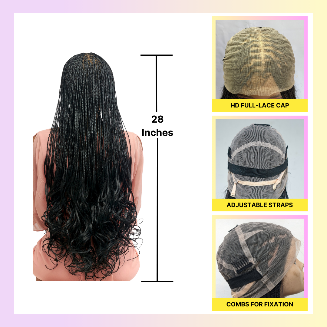 28" Knotless French Curl Wig – 360 HD Lace Front with Baby Hair