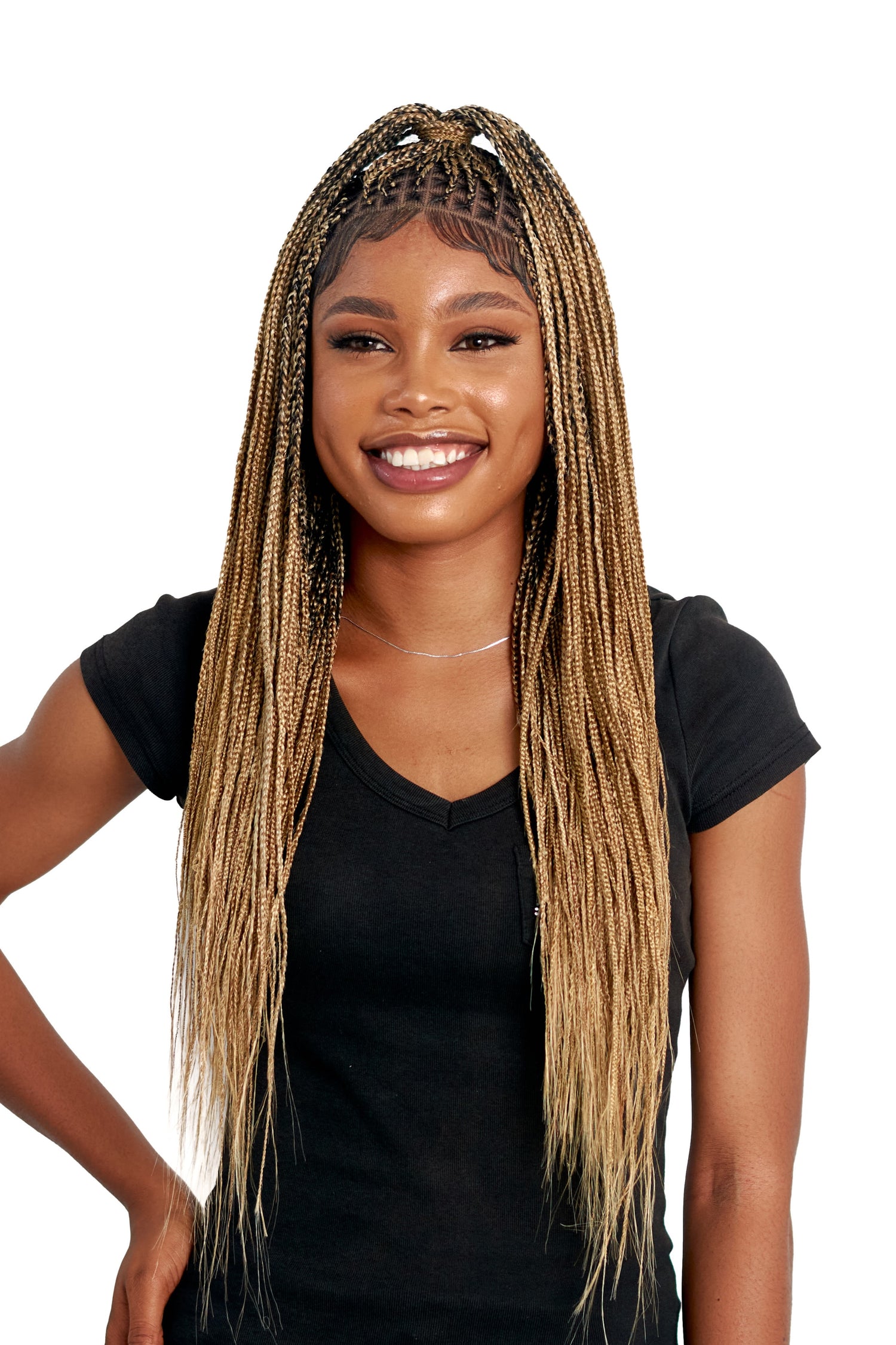 18" Micro Knotless Braided Wig – Full 360 HD Lace Front with Baby Hair