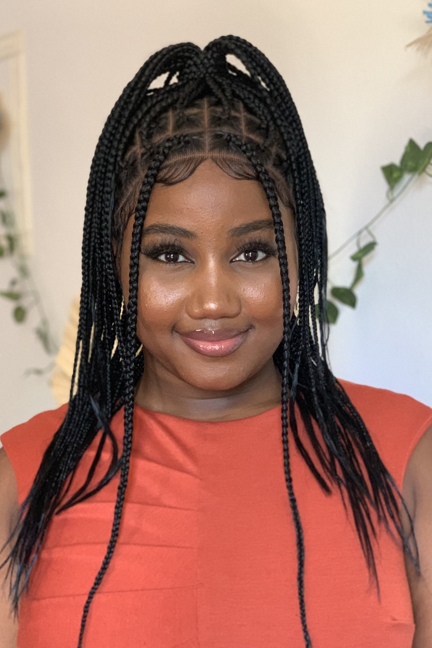 18" Medium Knotless Braid Wig on Full 360 HD Lace Cap With Baby Hair