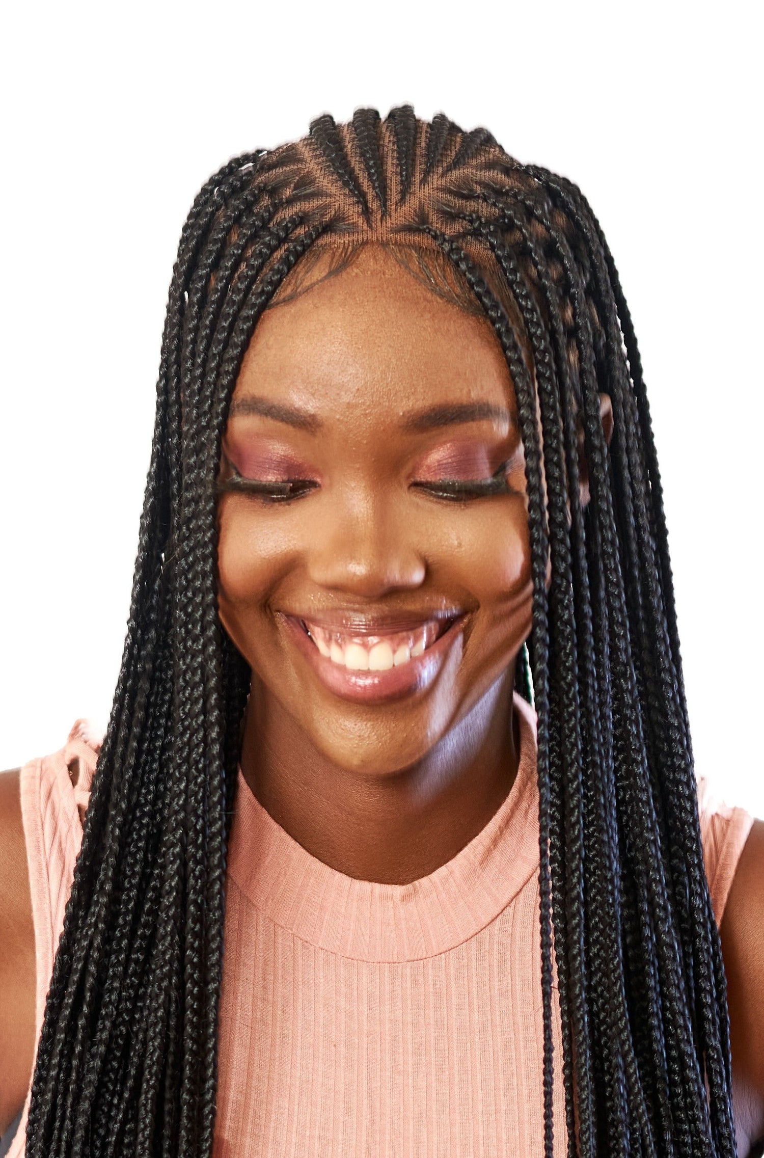 32" Flip over Cornrow Braided Wig. Full 360 HD Lacefront Wig with Baby Hair