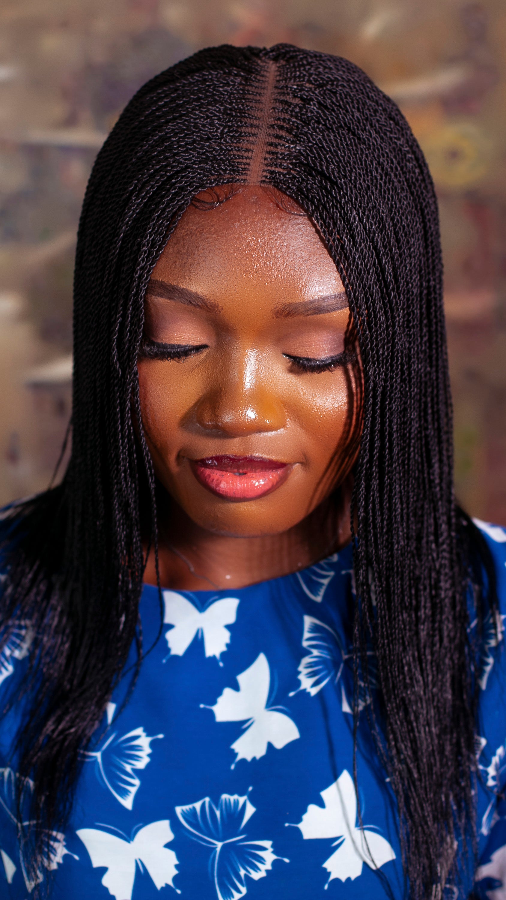 12" 2X6 Lace Closure Micro Million Hand Twist Braided Wig