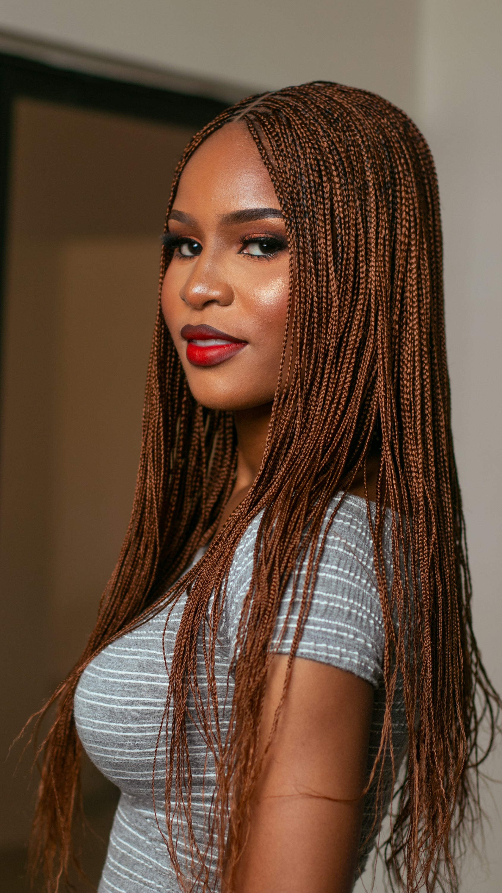 22" 2X6 Lace Closure Micro Million Hand Twist Braided Wig