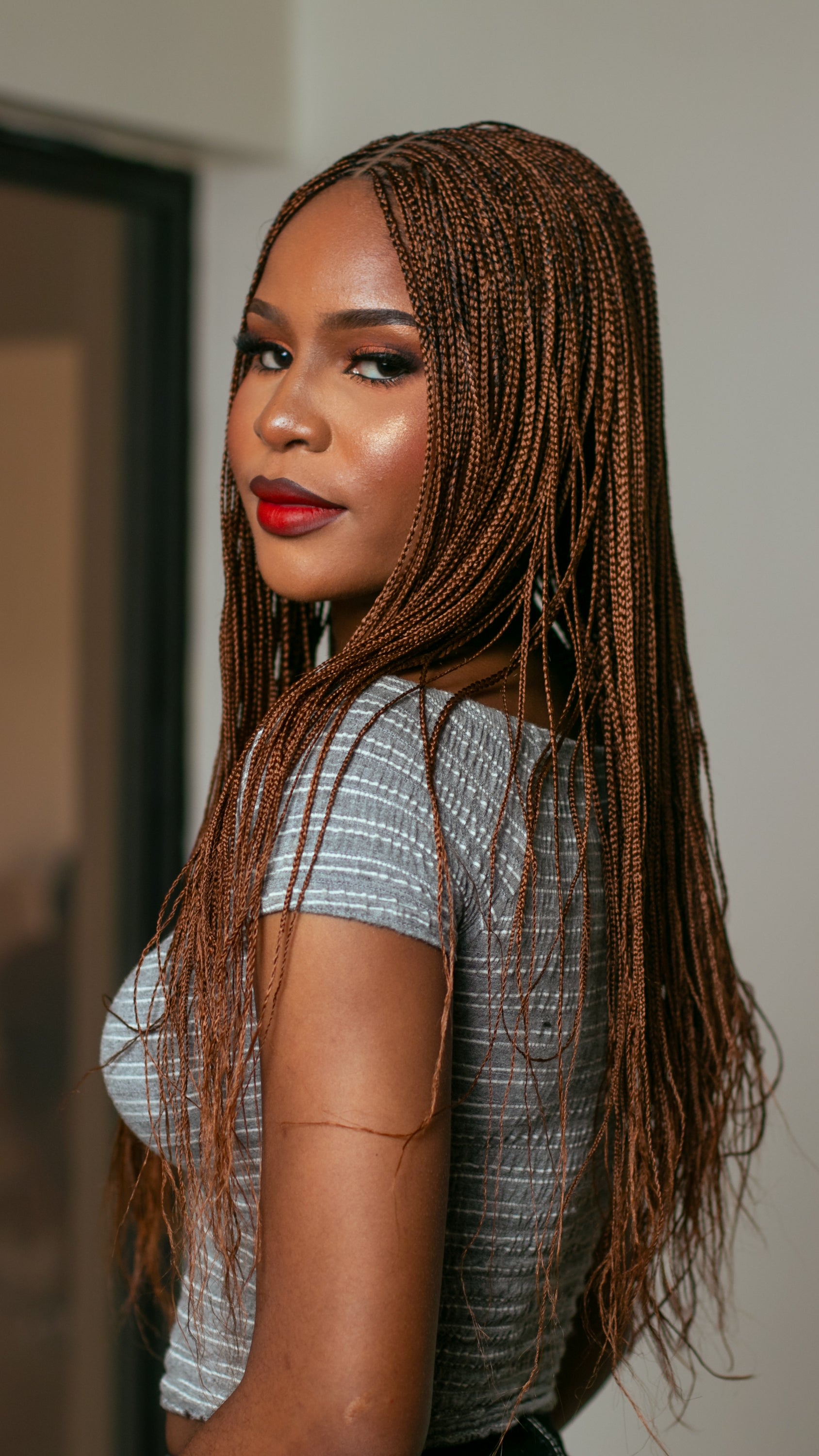 22" 2X6 Lace Closure Micro Million Hand Twist Braided Wig
