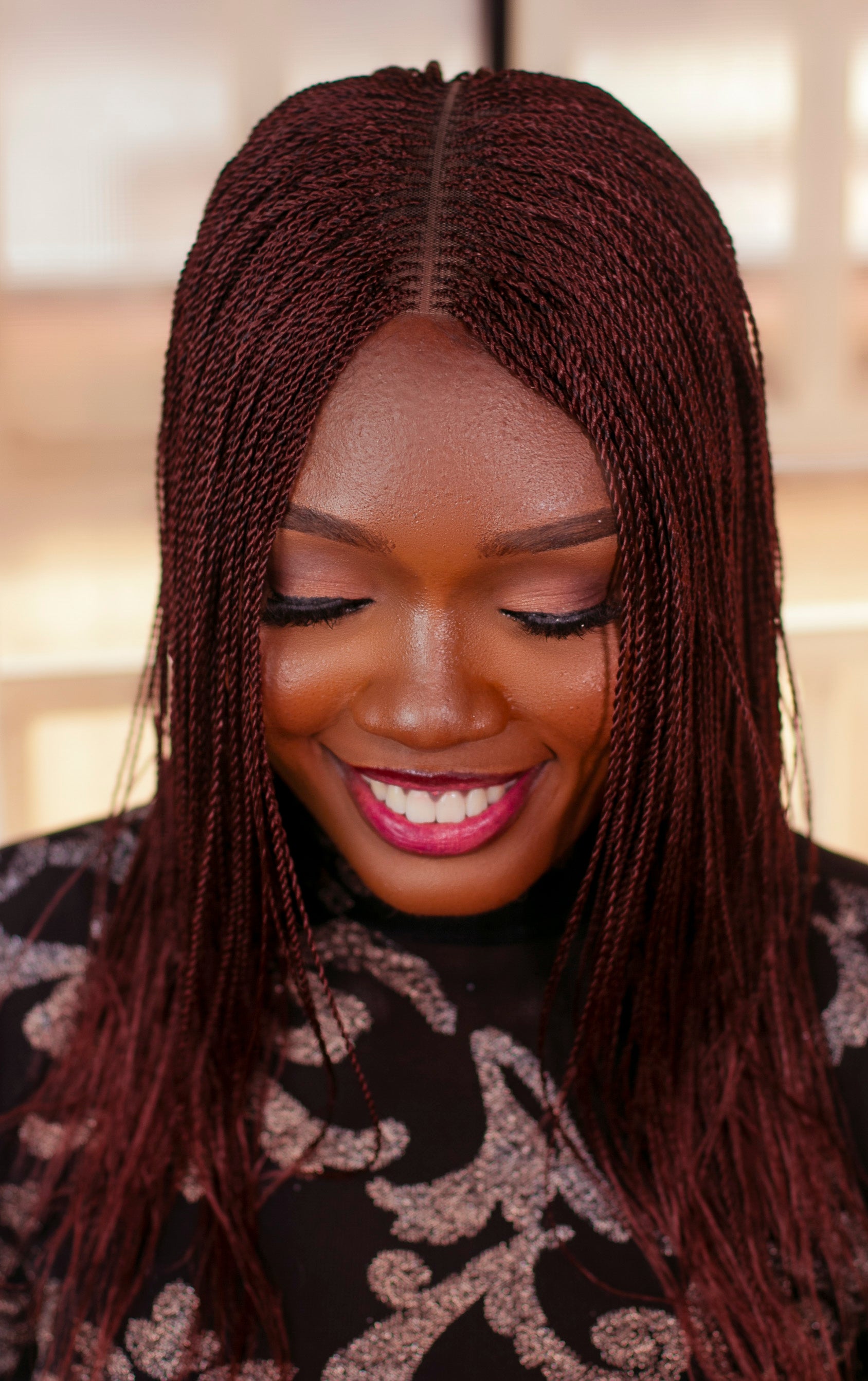 12" 2X6 Lace Closure Micro Million Hand Twist Braided Wig