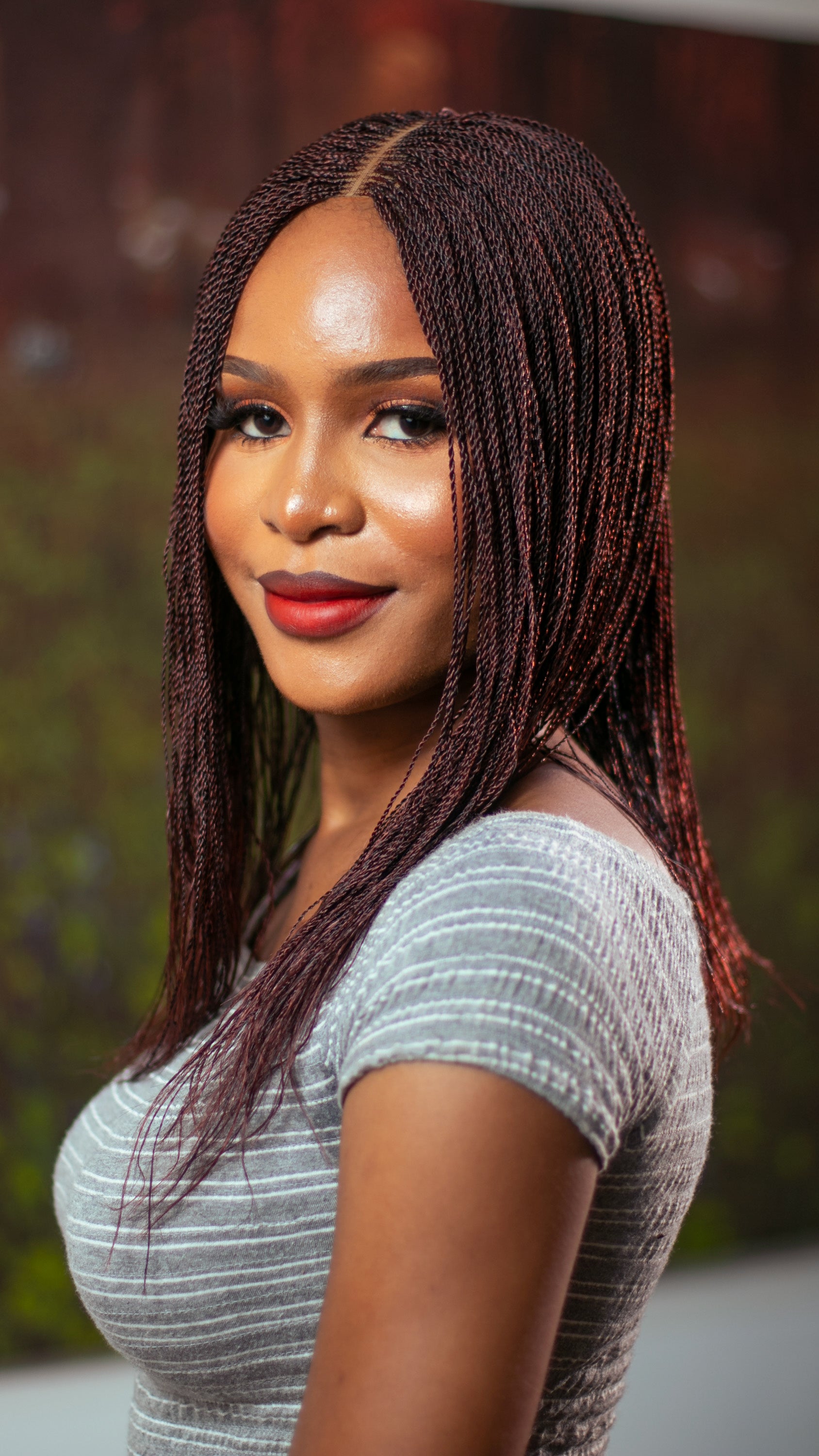 12" 2X6 Lace Closure Micro Million Hand Twist Braided Wig
