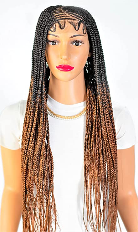 26" 13X5 Lace Closure Cornrow Tiwa Side part Hand Braided Wig