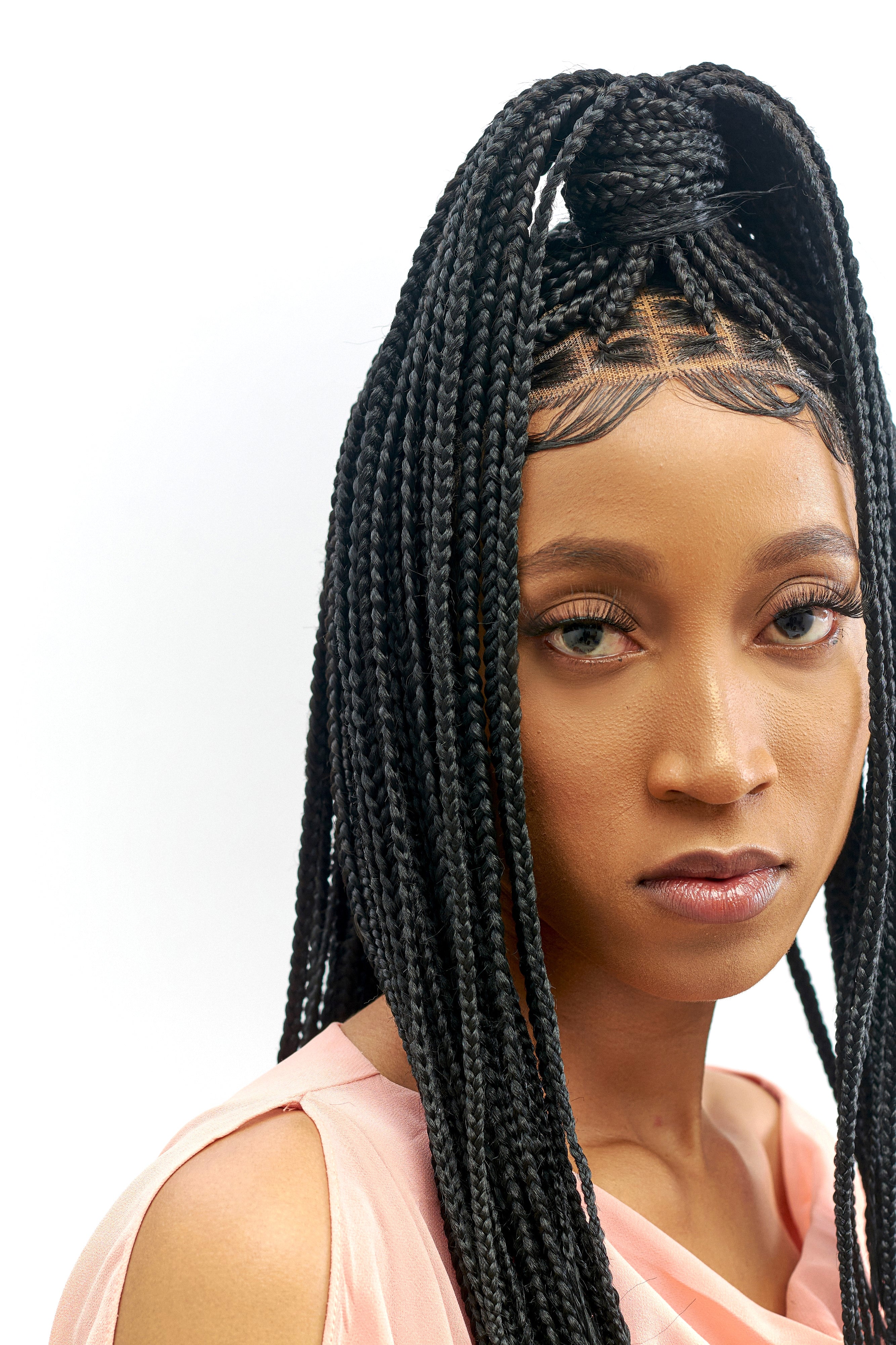 32" Full HD 360 Lace Front Medium Knotless Hand Braided Wig
