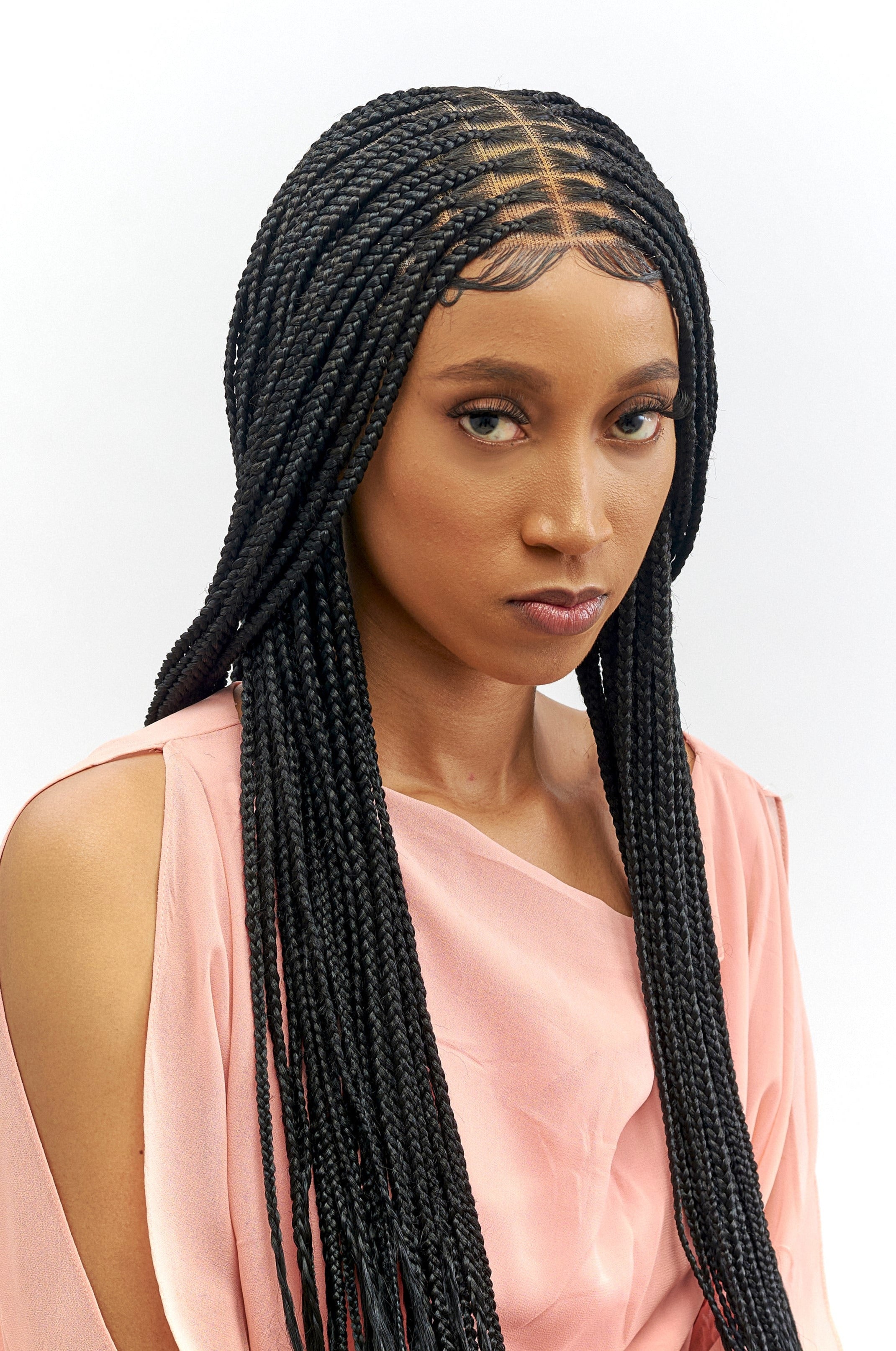 32" Full HD 360 Lace Front Medium Knotless Hand Braided Wig