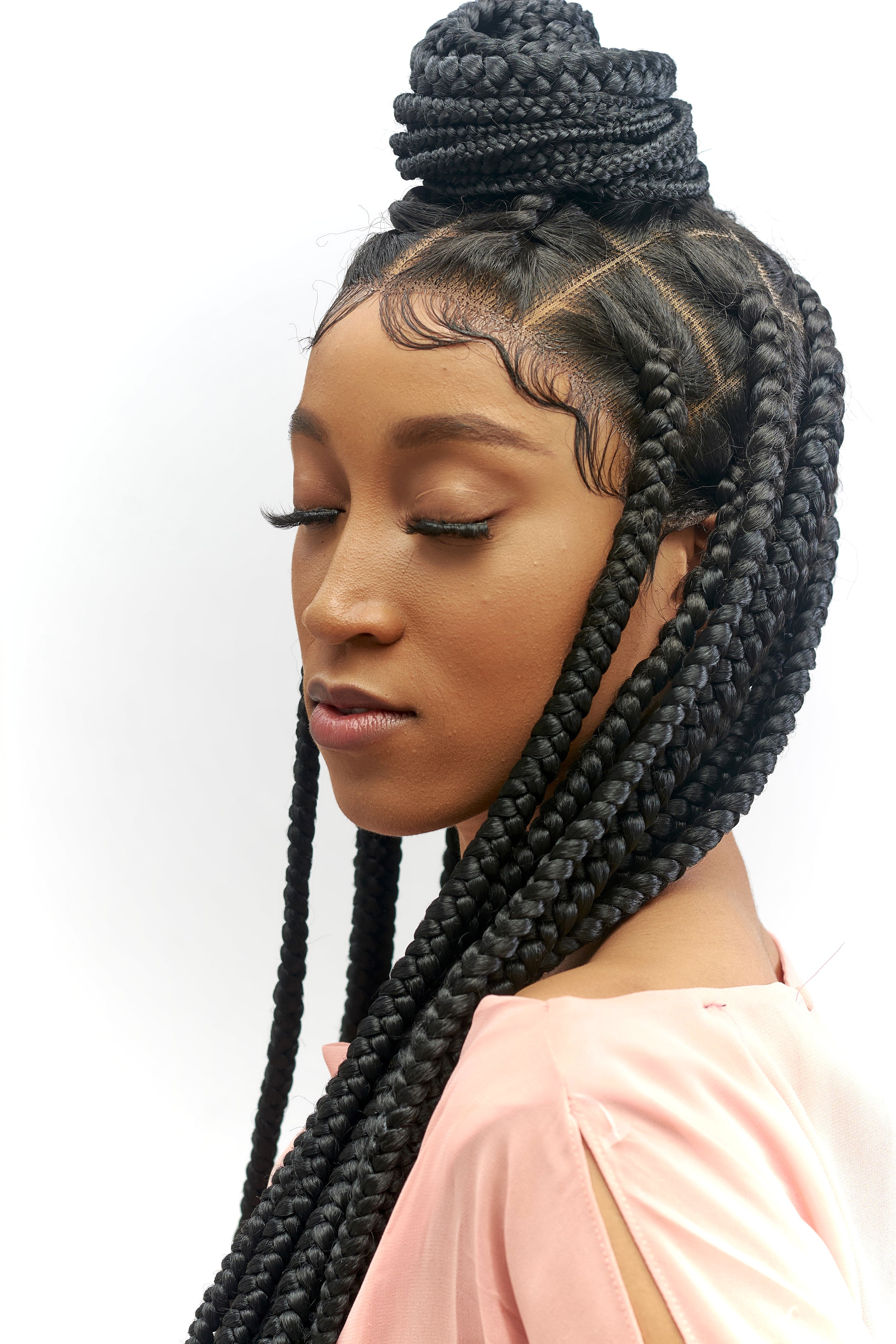 32" Full HD 360 Lace Front Jumbo Knotless Hand Braided Wig