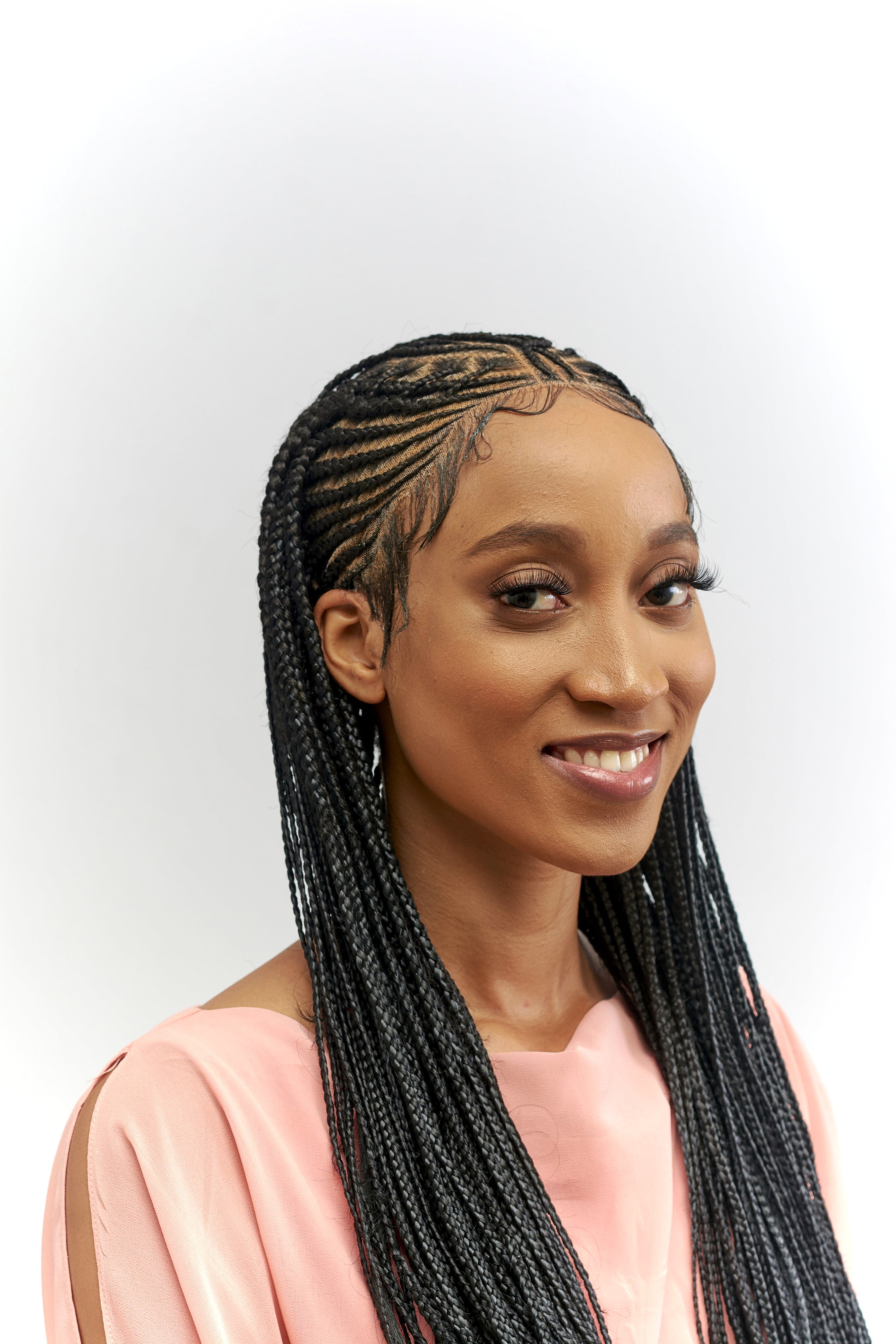 28" Full HD 360 Lace Front Fulani French Curl Cornrow Hand Braided Wig