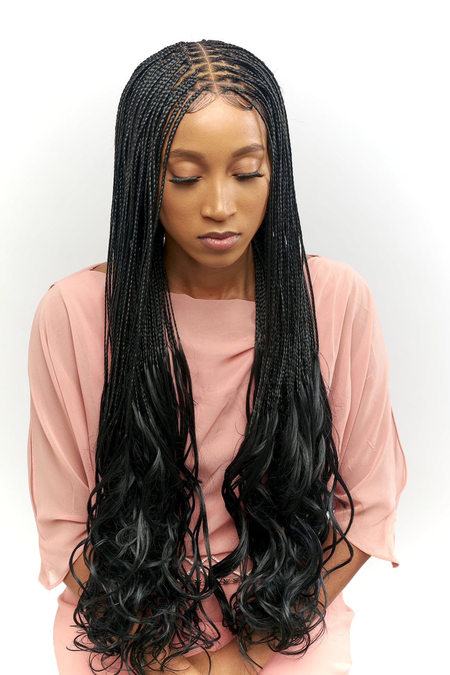 28" Full HD 360 Lace Front Knotless French Curl Hand Braided Wig