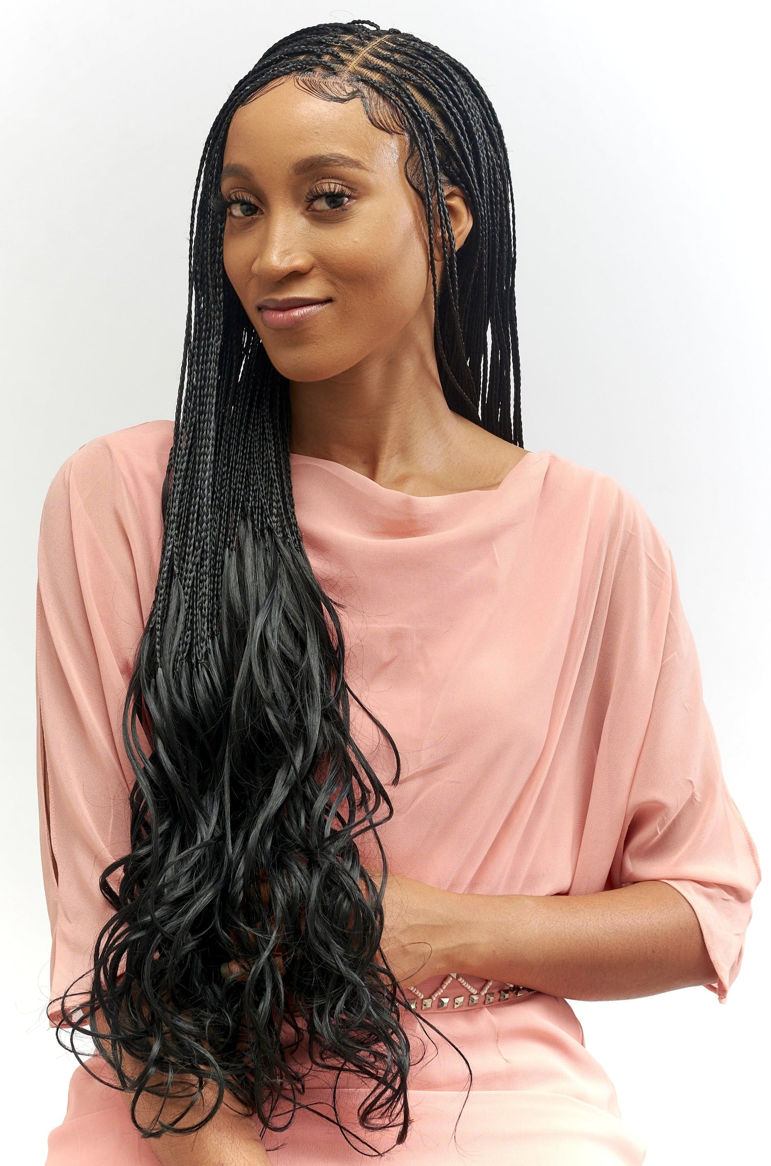 28" Full HD 360 Lace Front Knotless French Curl Hand Braided Wig