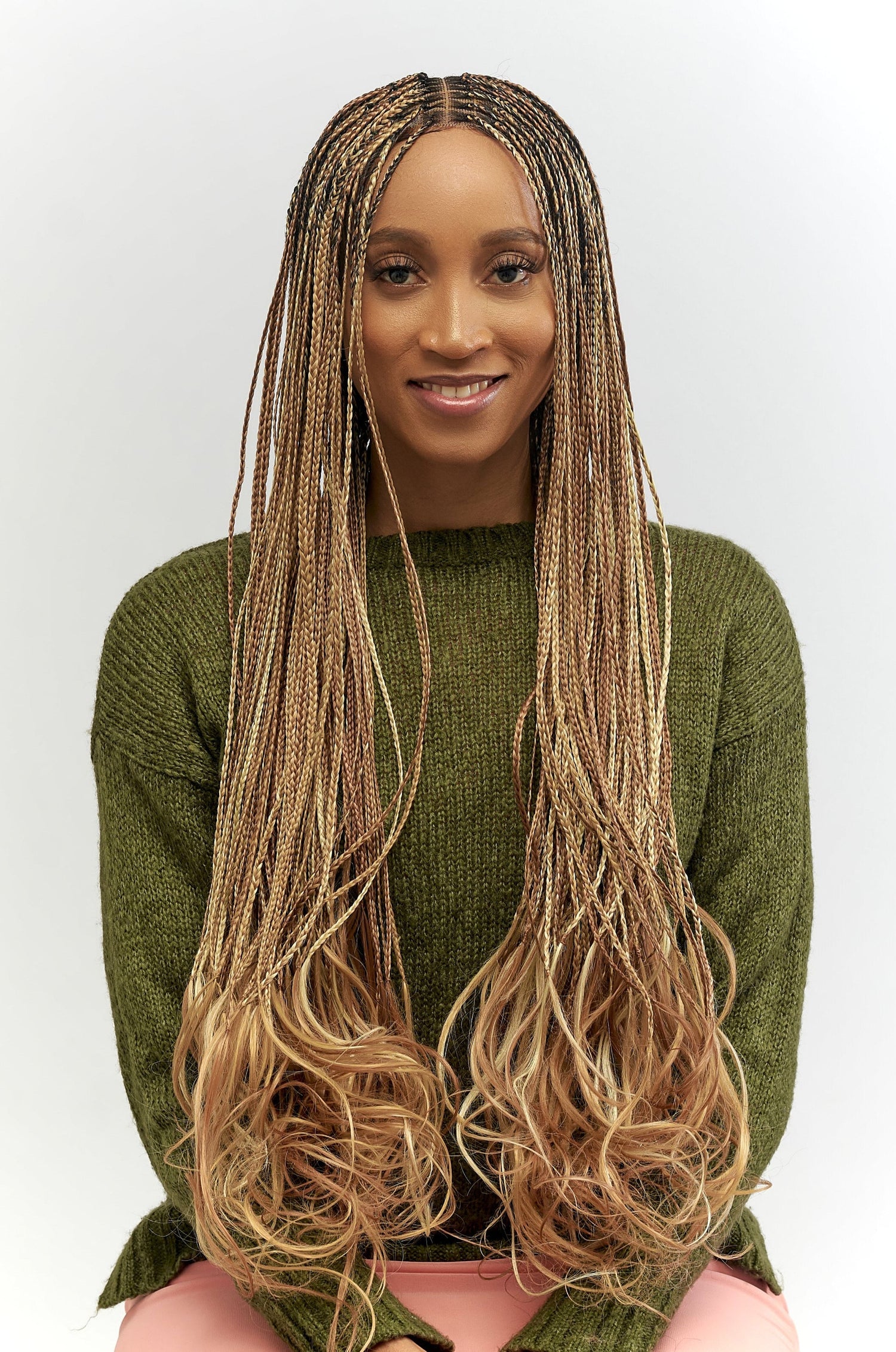 28" Full HD 360 Lace Front Knotless French Curl Hand Braided Wig