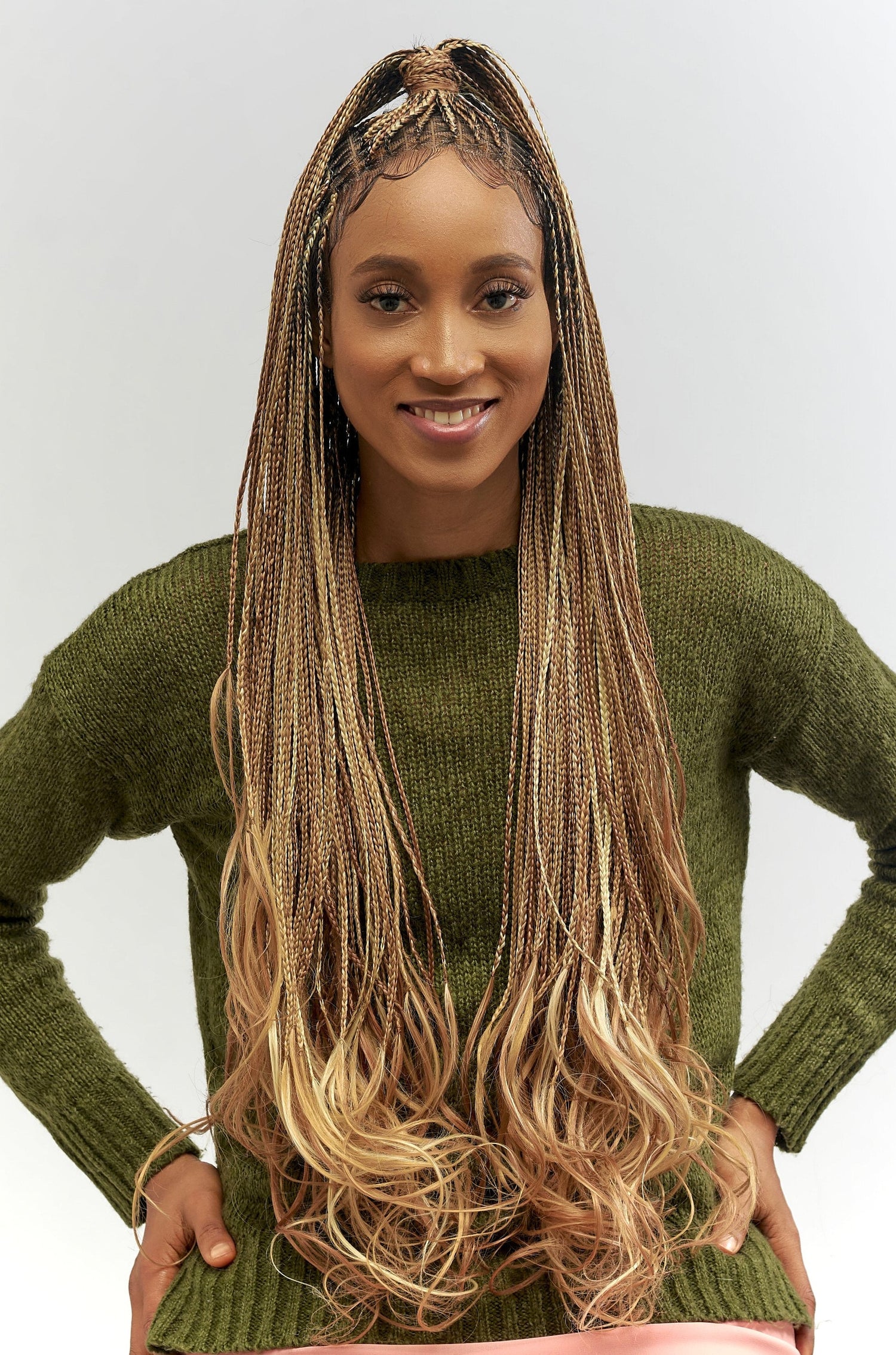 28" Full HD 360 Lace Front Knotless French Curl Hand Braided Wig