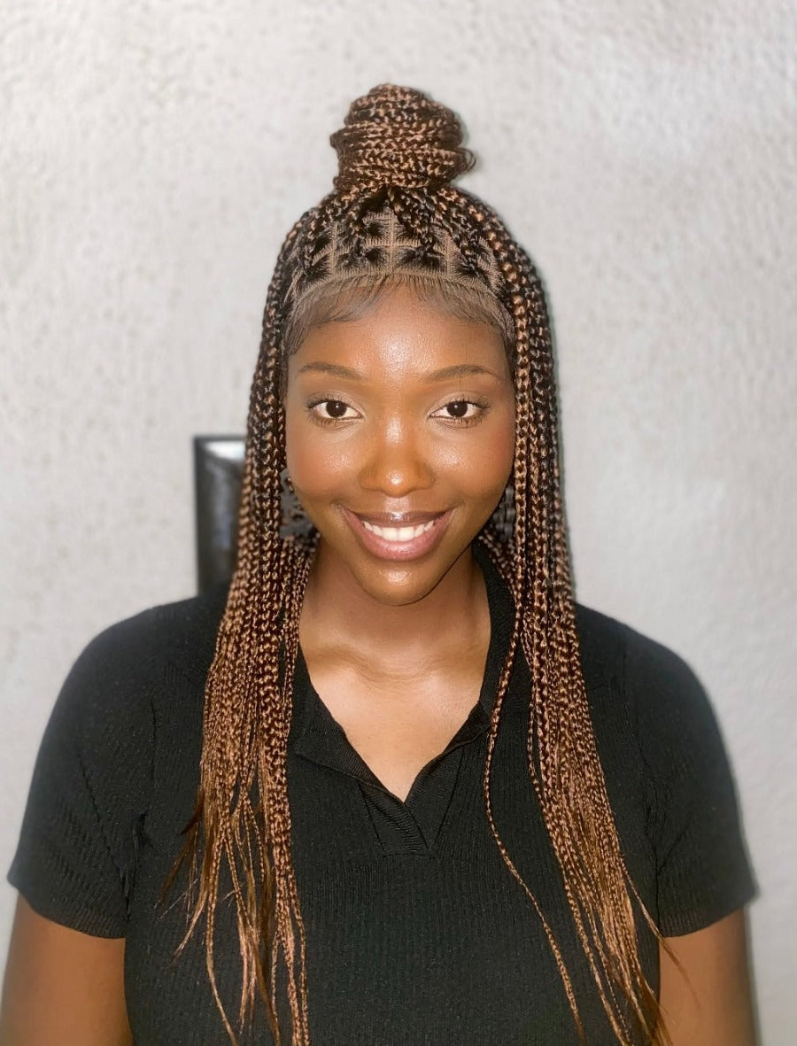 18" Medium Knotless Braid Wig on Full 360 HD Lace Cap With Baby Hair