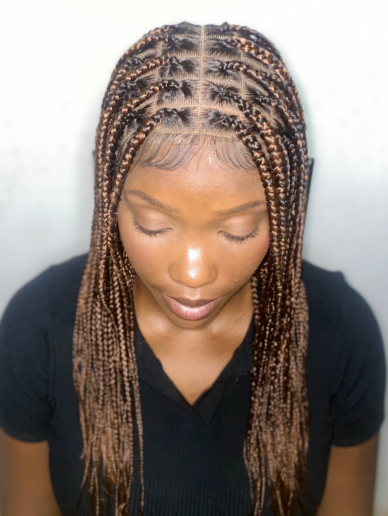 18" Medium Knotless Braid Wig on Full 360 HD Lace Cap With Baby Hair