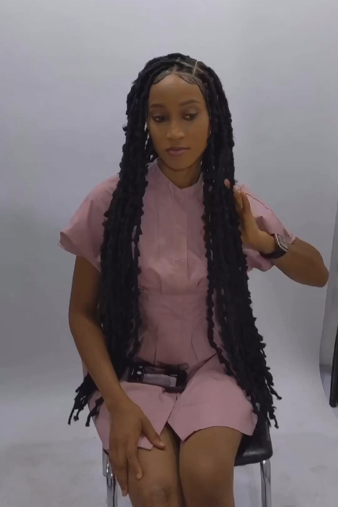 32" Full HD 360 Lace Front Large Knotless Butterfly Locs Hand Braided Wig