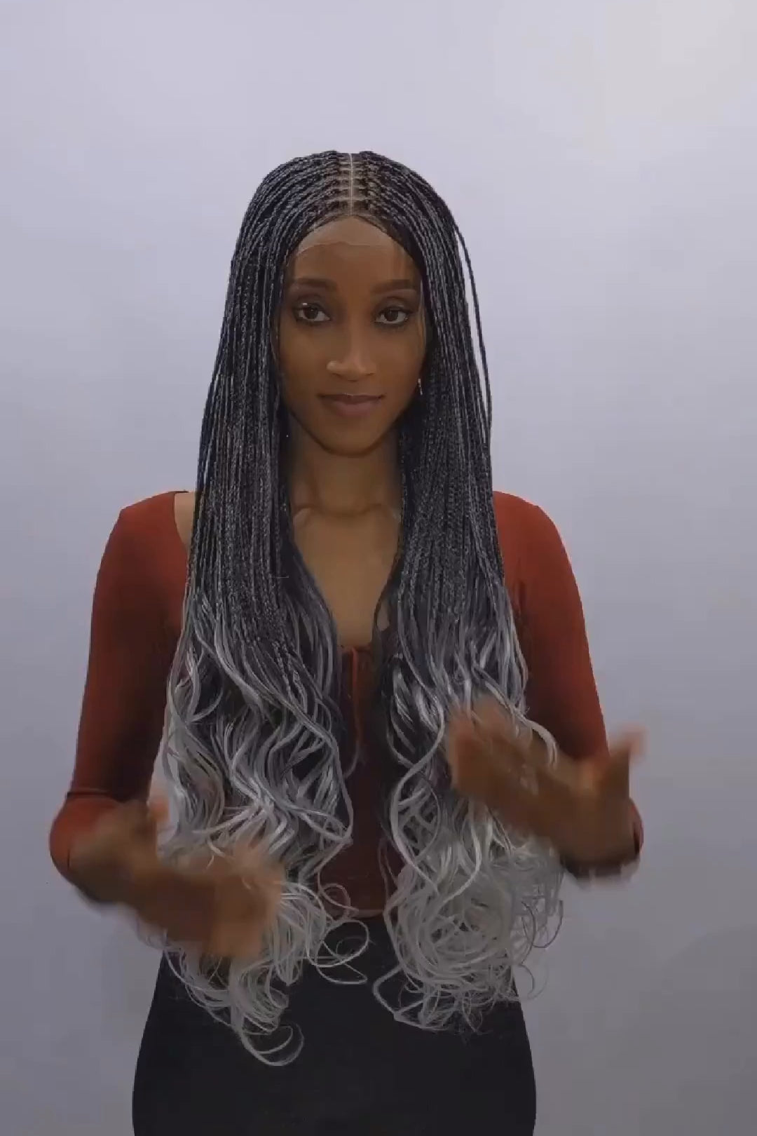 28" Full HD 360 Lace Front Knotless French Curl Hand Braided Wig