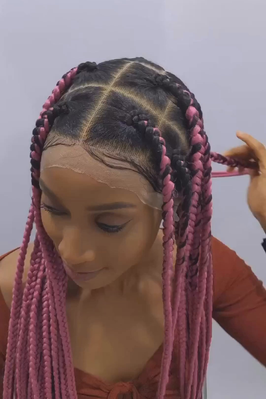 32" Full HD 360 Lace Front Jumbo Knotless Hand Braided Wig