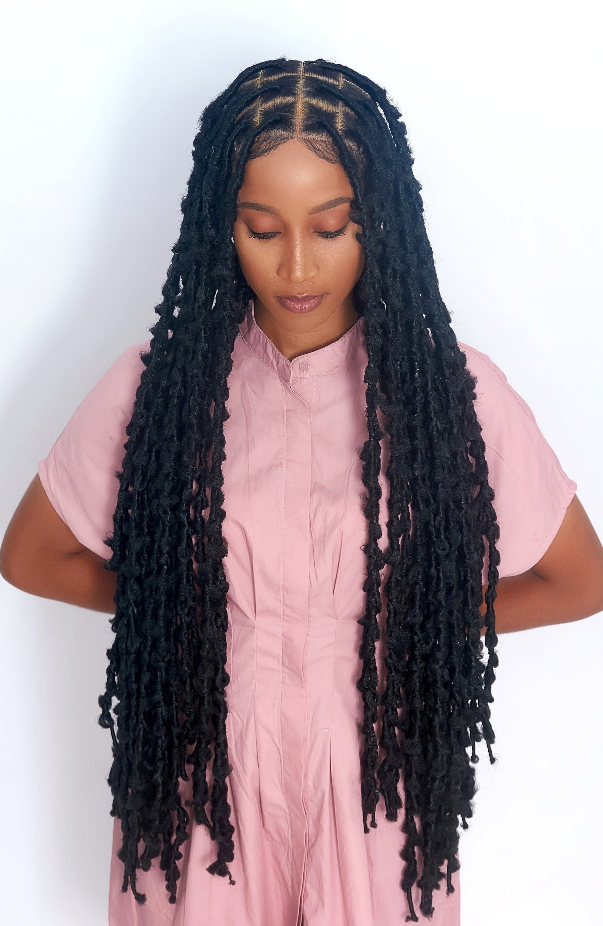 32" Full HD 360 Lace Front Large Knotless Butterfly Locs Hand Braided Wig