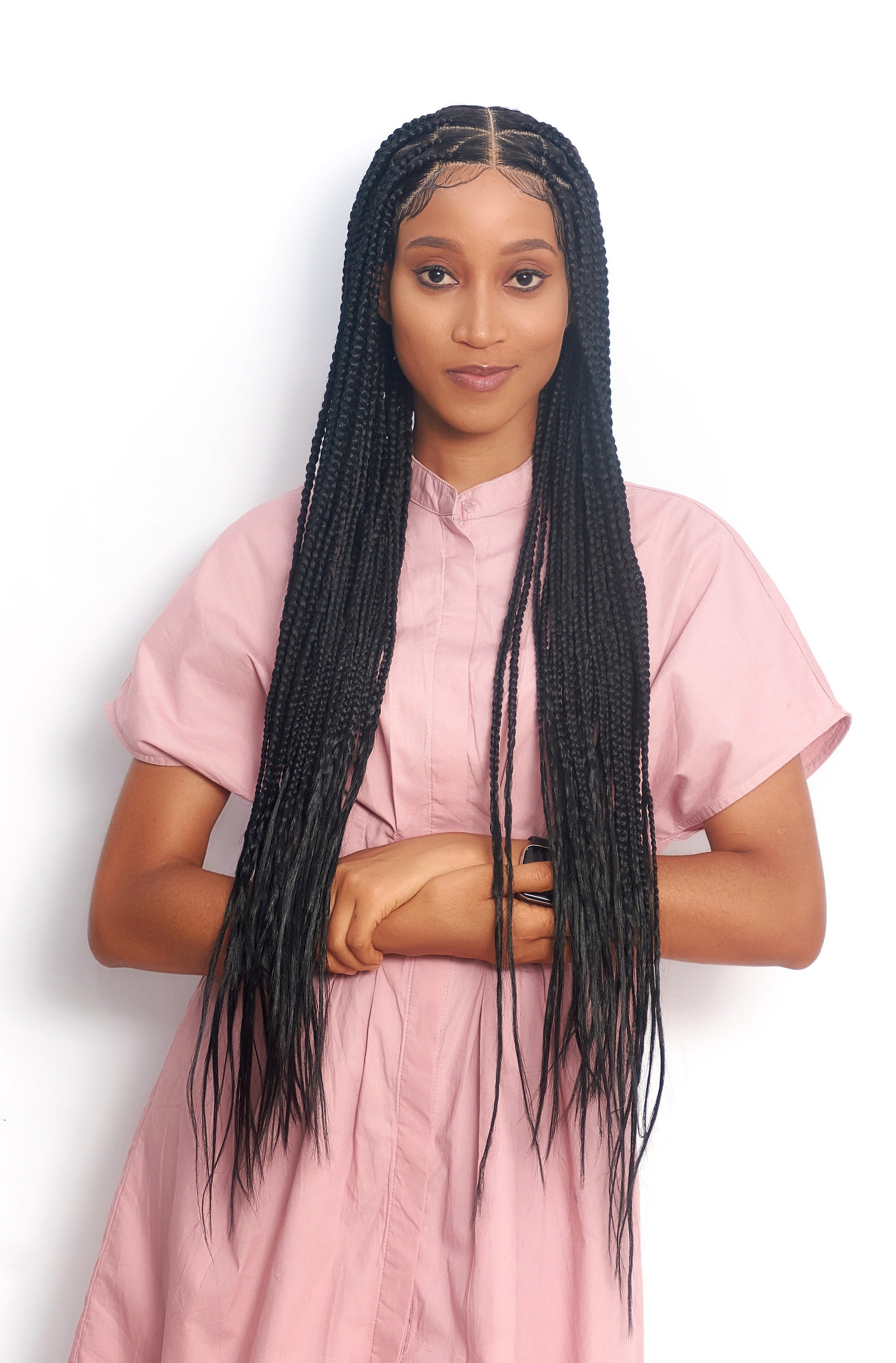 32" Full HD 360 Lace Front Triangle Knotless Hand Braided Wig