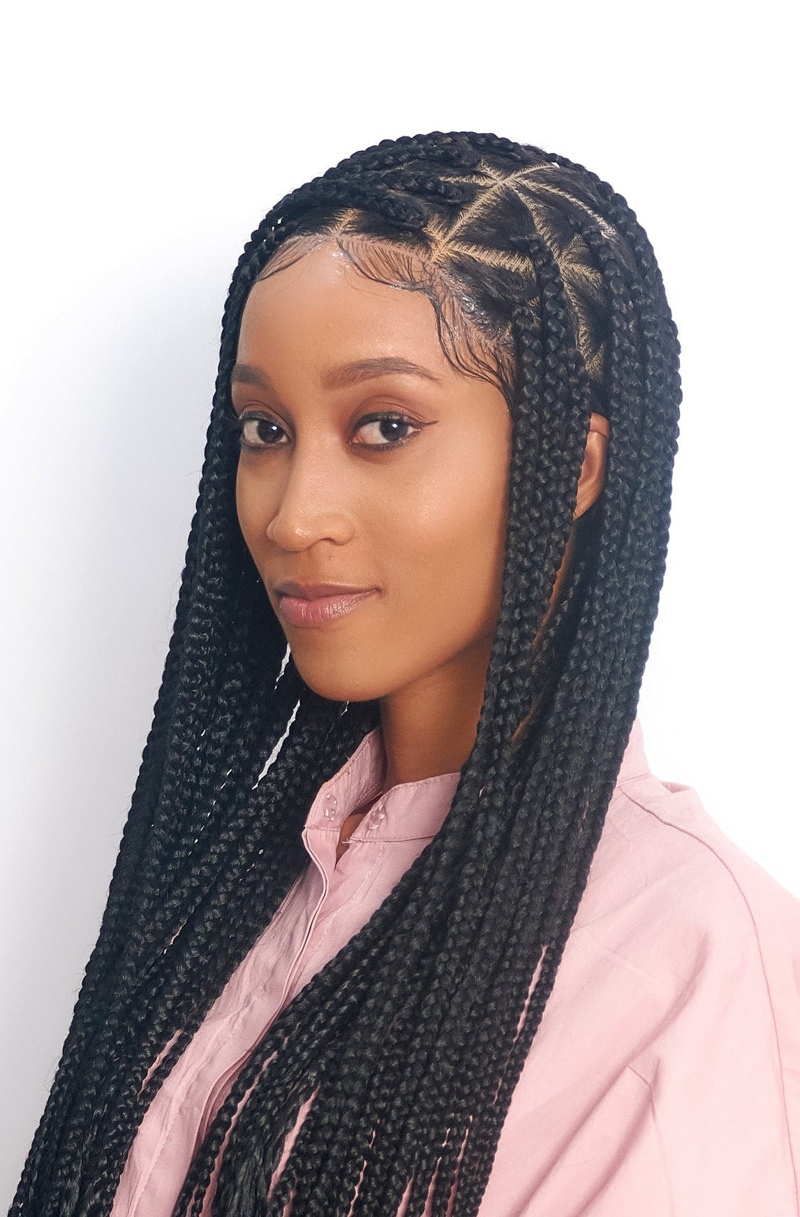 32" Full HD 360 Lace Front Triangle Knotless Hand Braided Wig