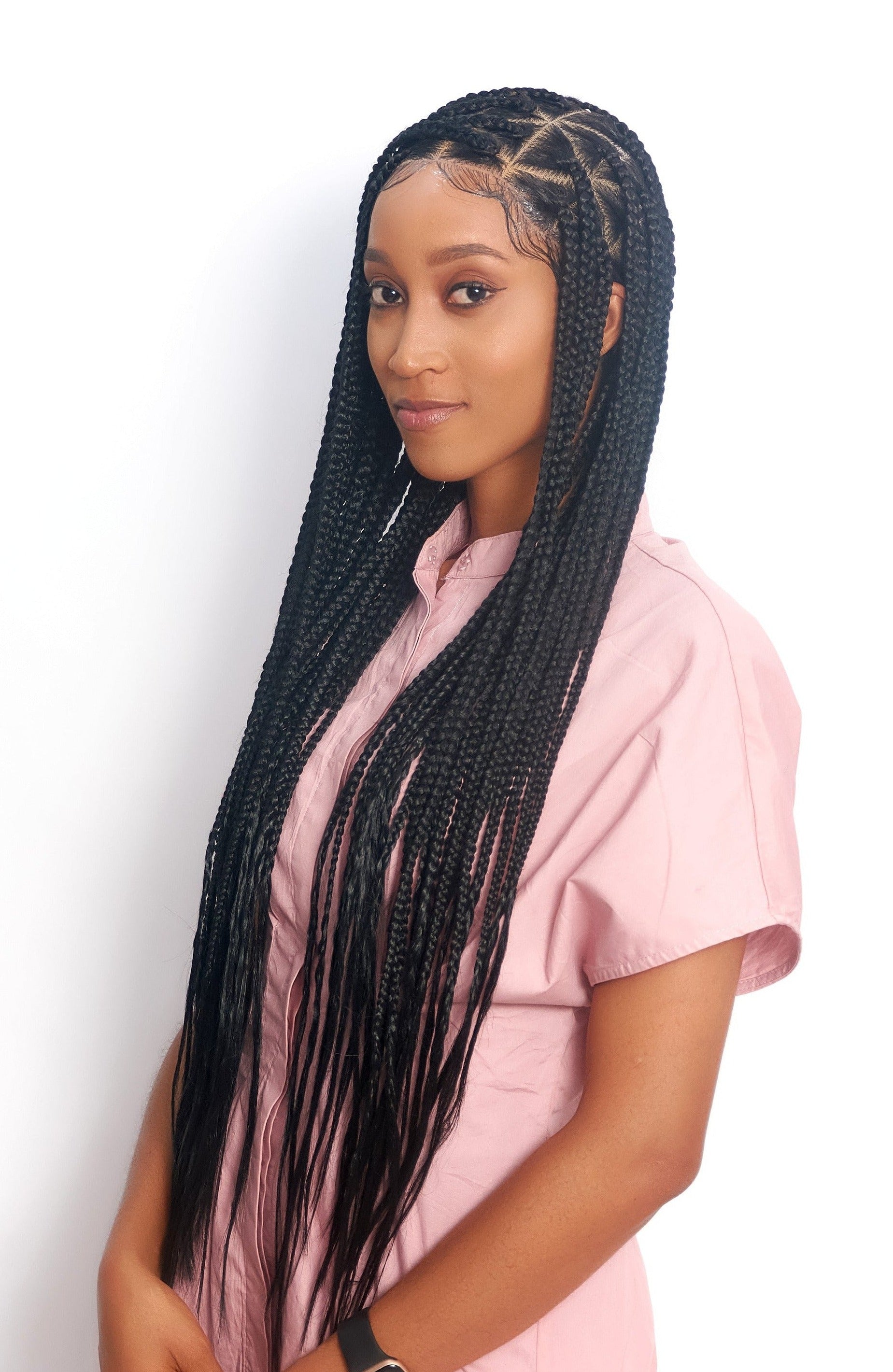32" Full HD 360 Lace Front Triangle Knotless Hand Braided Wig