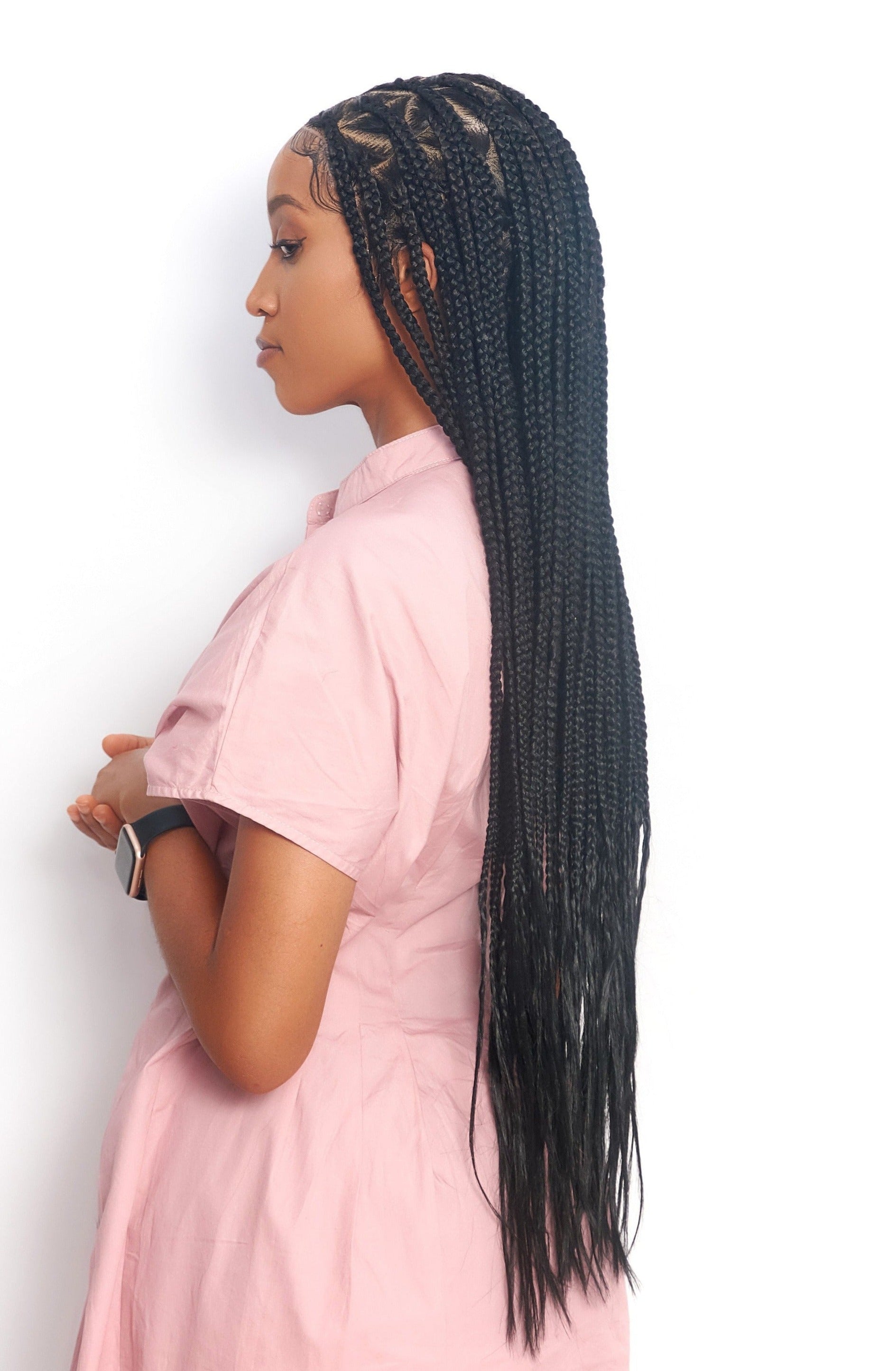 32" Full HD 360 Lace Front Triangle Knotless Hand Braided Wig
