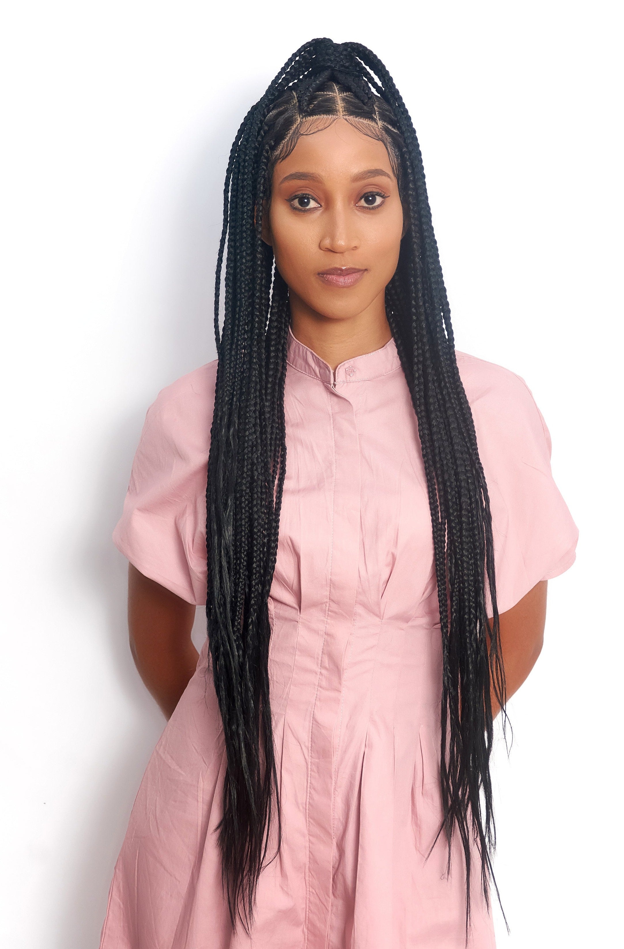 32" Full HD 360 Lace Front Triangle Knotless Hand Braided Wig