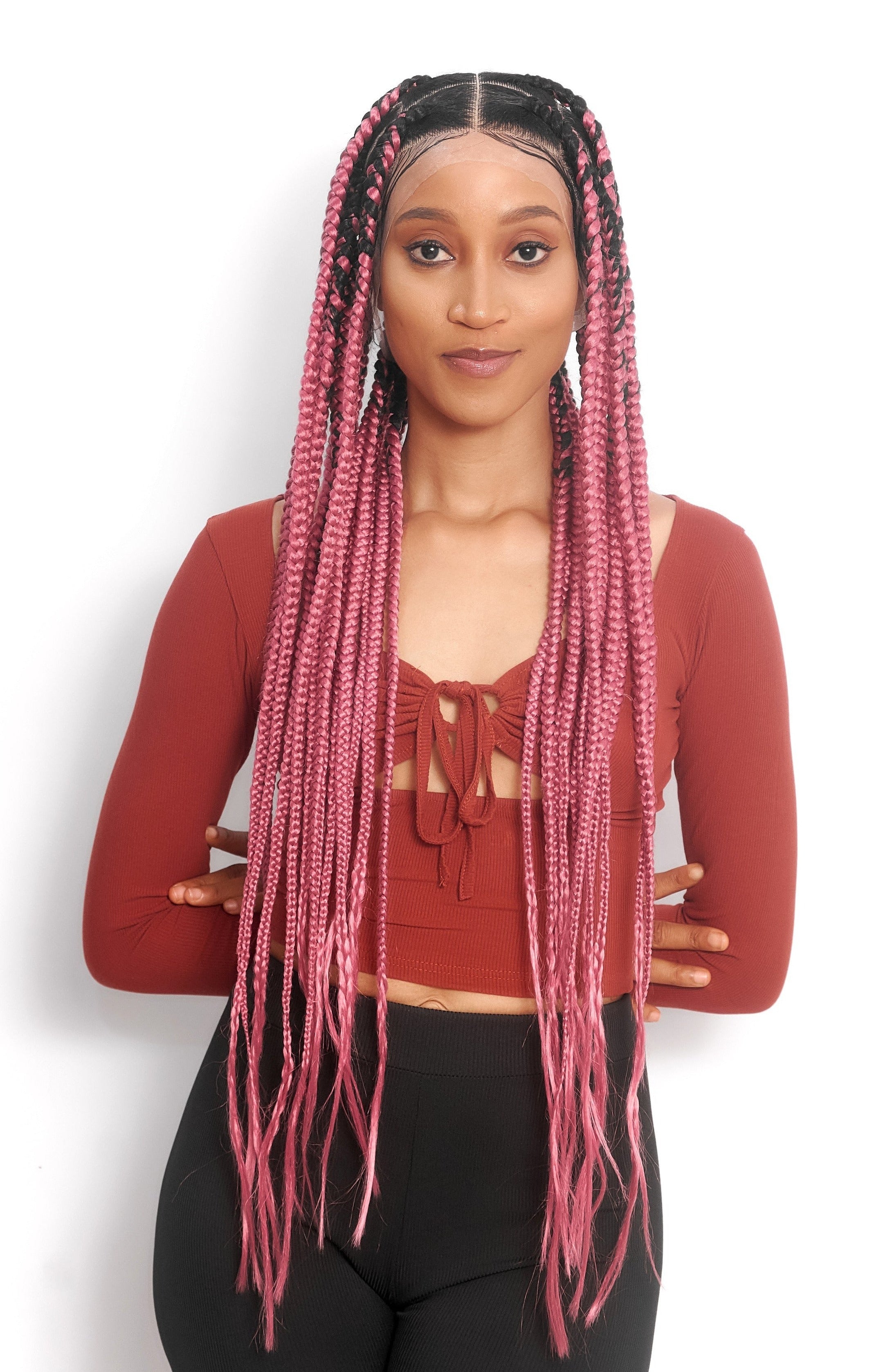 32" Full HD 360 Lace Front Jumbo Knotless Hand Braided Wig