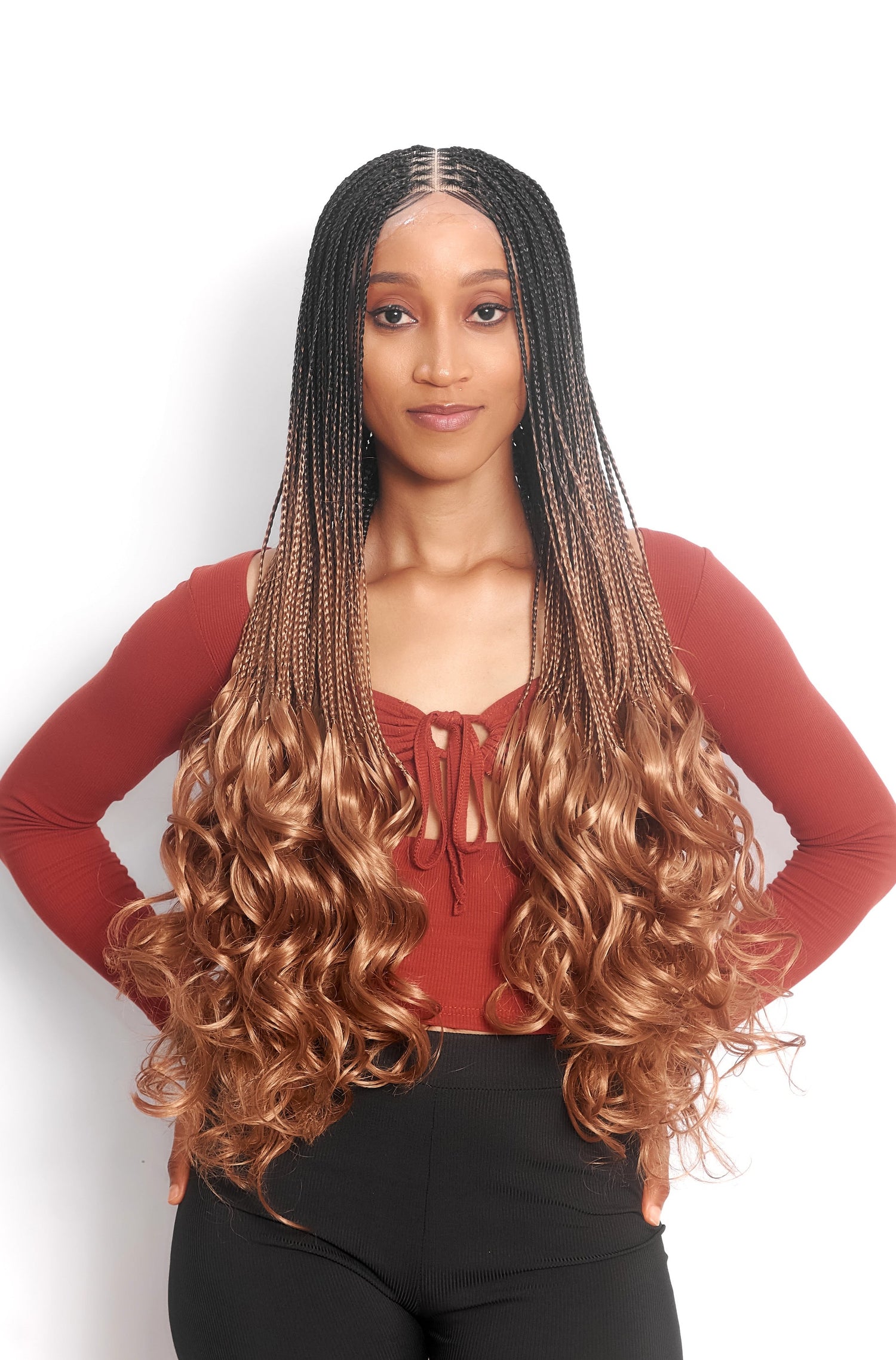 28" Full HD 360 Lace Front Knotless French Curl Hand Braided Wig
