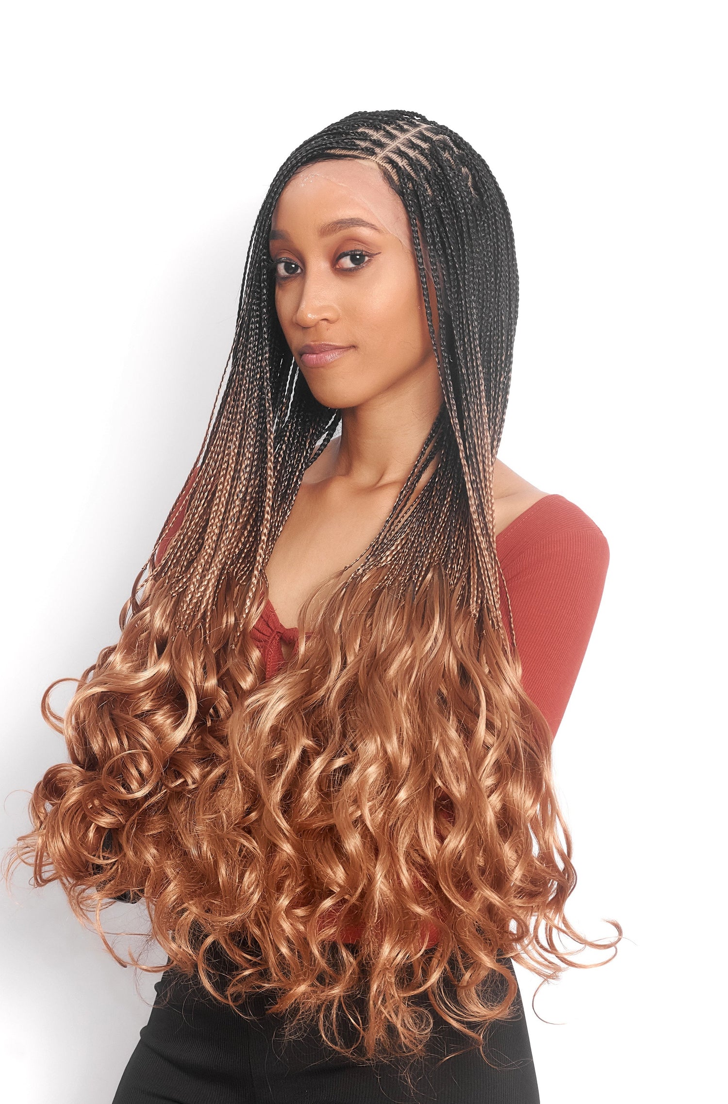 28" Full HD 360 Lace Front Knotless French Curl Hand Braided Wig