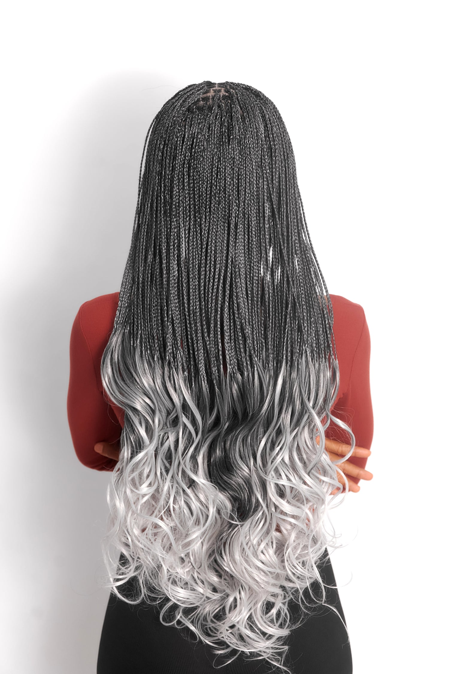 28" Full HD 360 Lace Front Knotless French Curl Hand Braided Wig