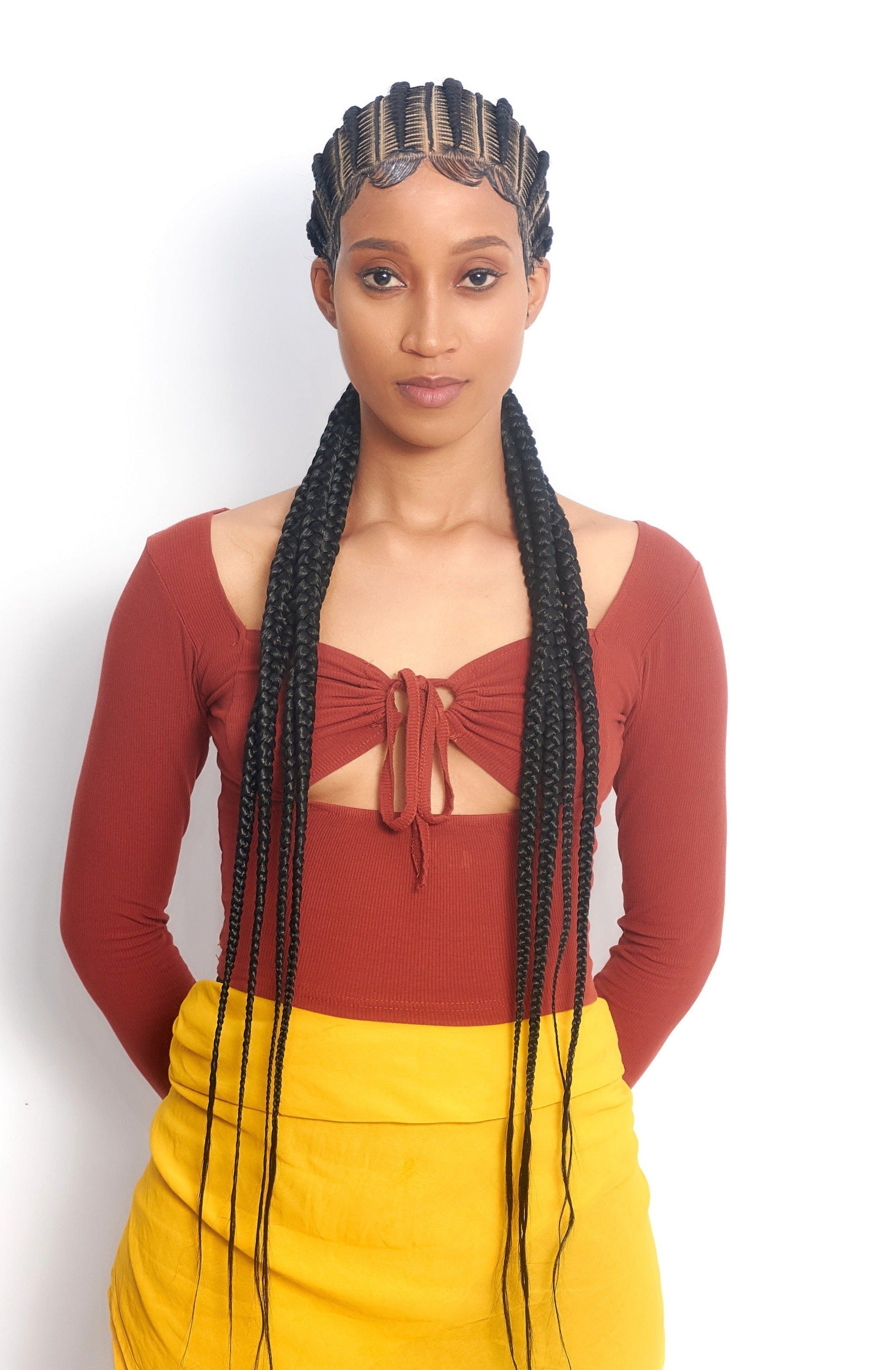 32" Full HD 360 Lace Front Large Stitch Cornrow Hand Braided Wig