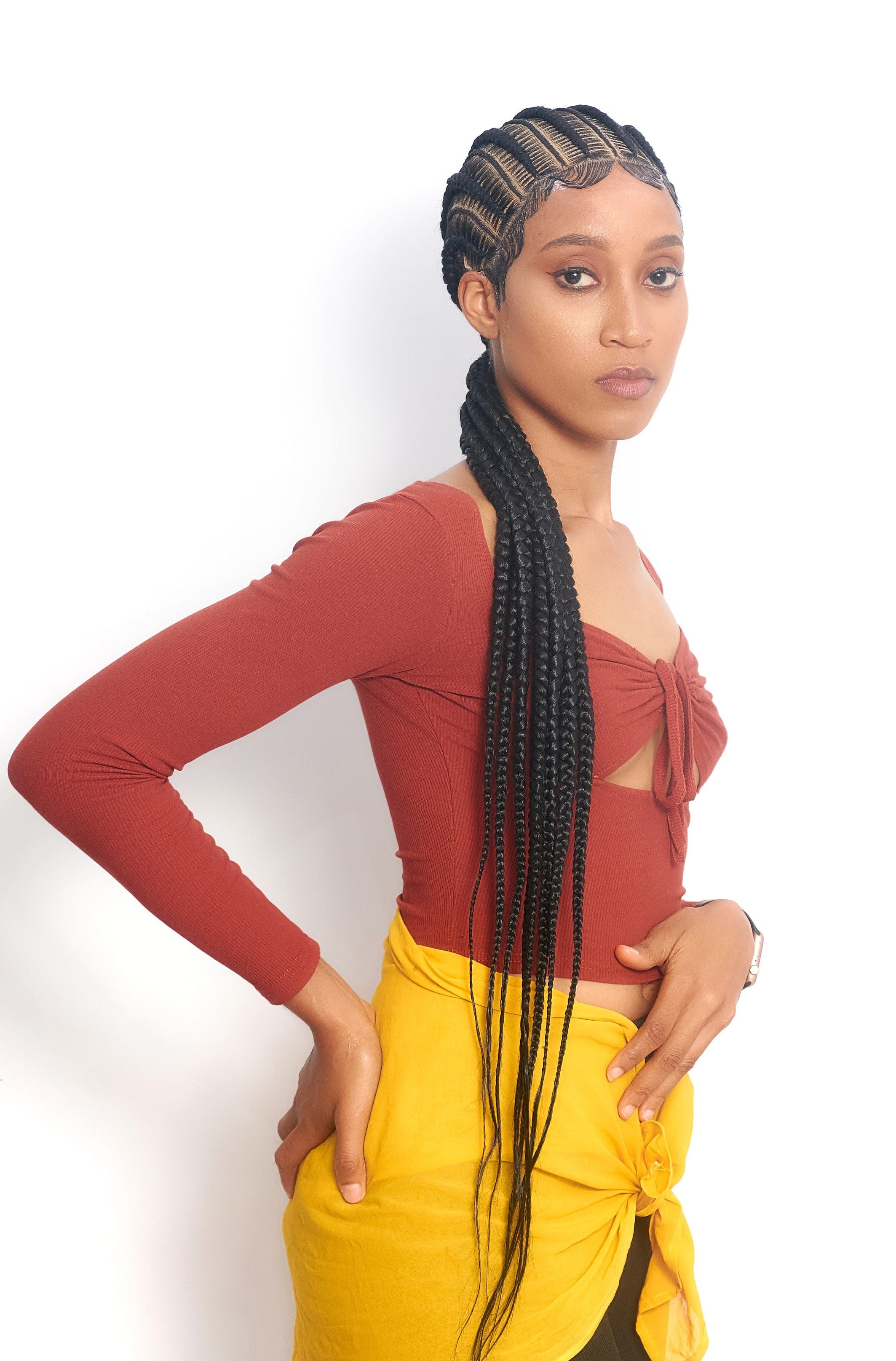 32" Full HD 360 Lace Front Large Stitch Cornrow Hand Braided Wig