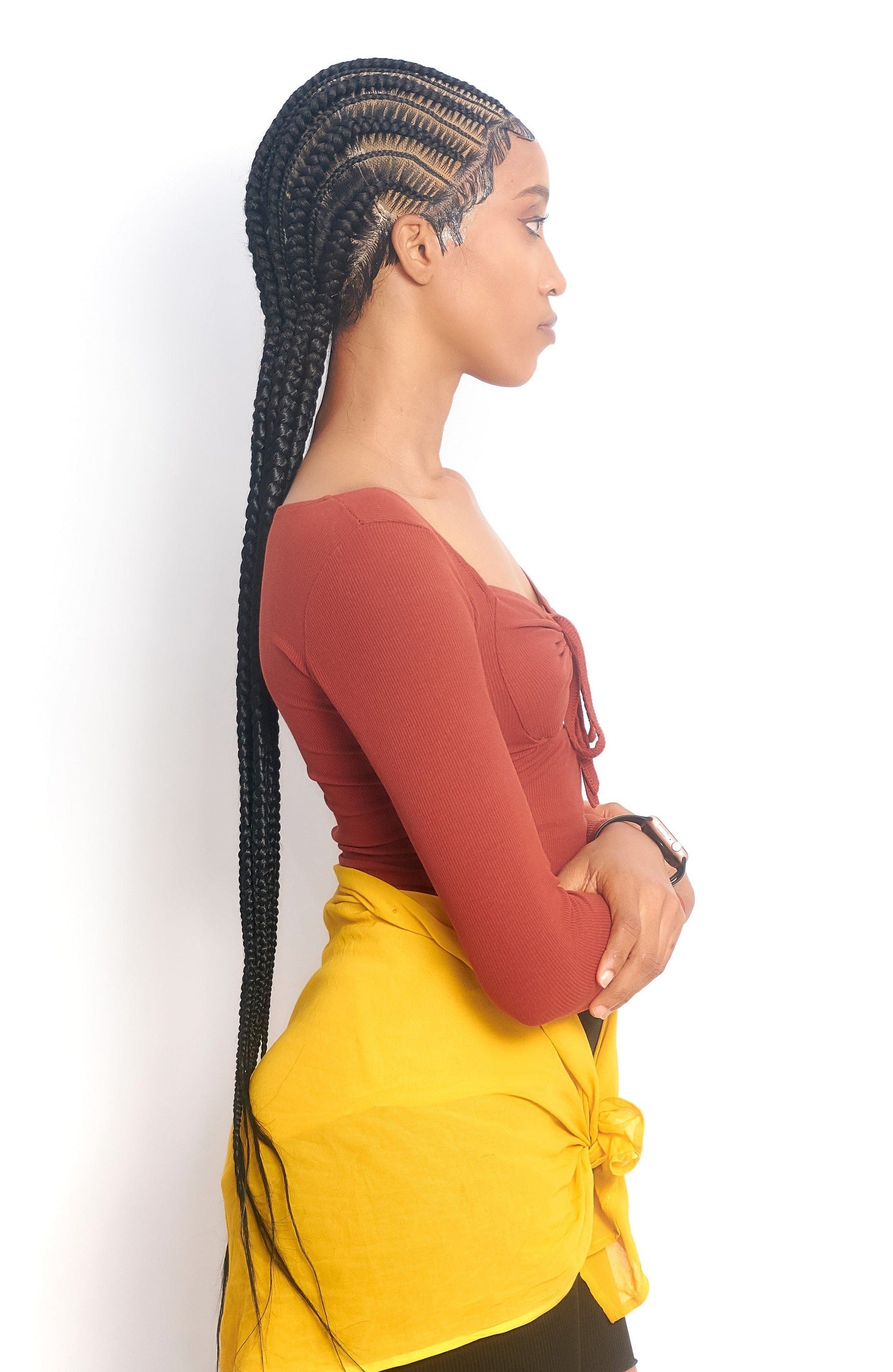 32" Full HD 360 Lace Front Large Stitch Cornrow Hand Braided Wig