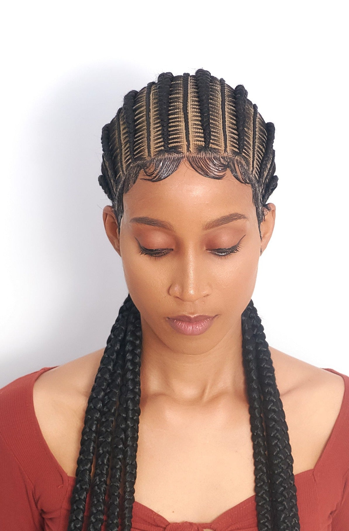 32" Full HD 360 Lace Front Large Stitch Cornrow Hand Braided Wig