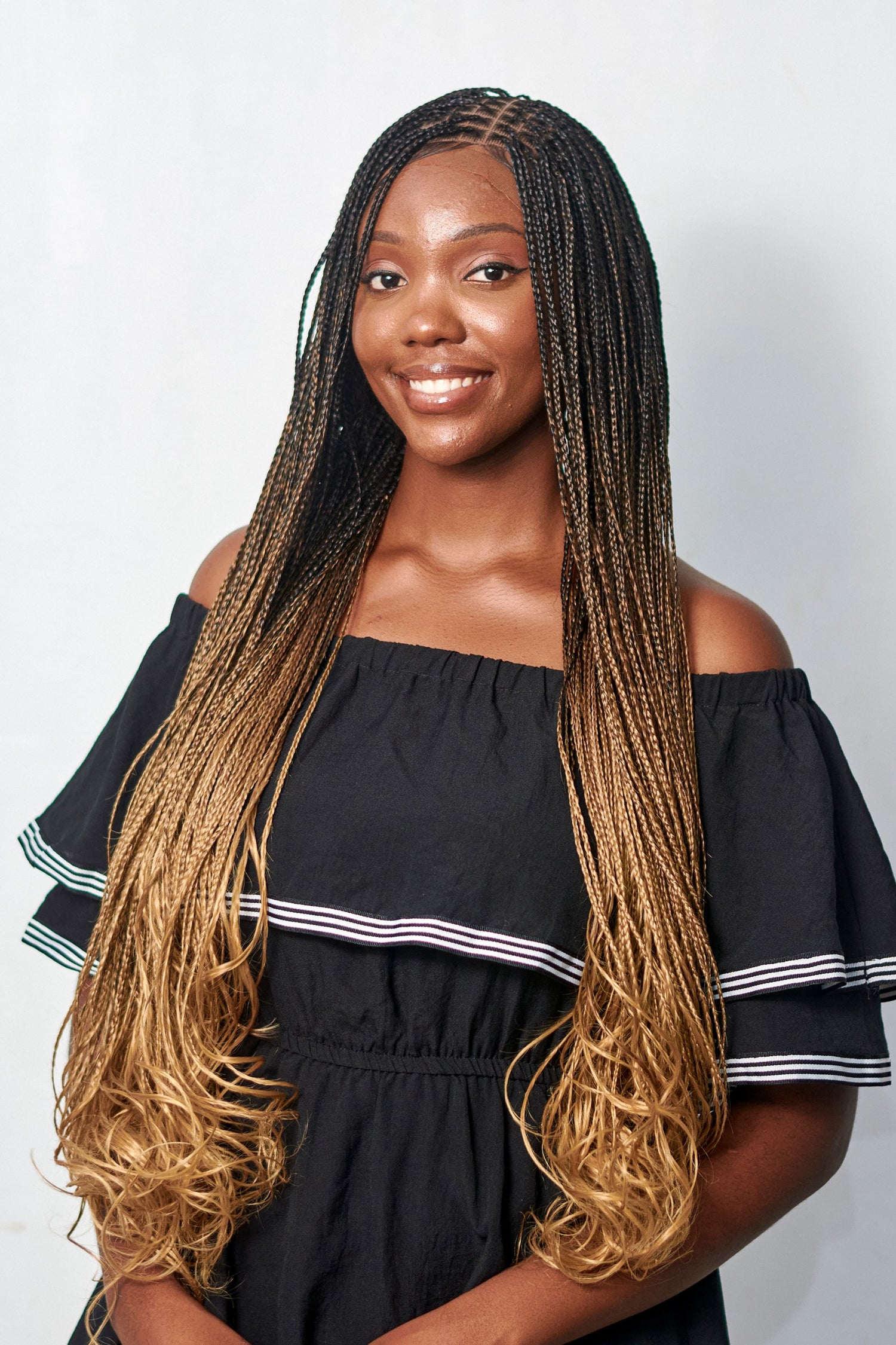 28" Full HD 360 Lace Front Knotless French Curl Hand Braided Wig