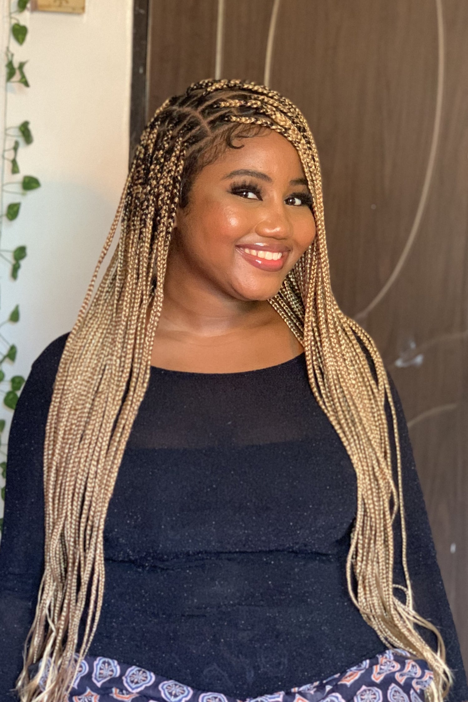 36" Medium Knotless Braid Wig on Full 360 HD Lace Cap With Baby Hair