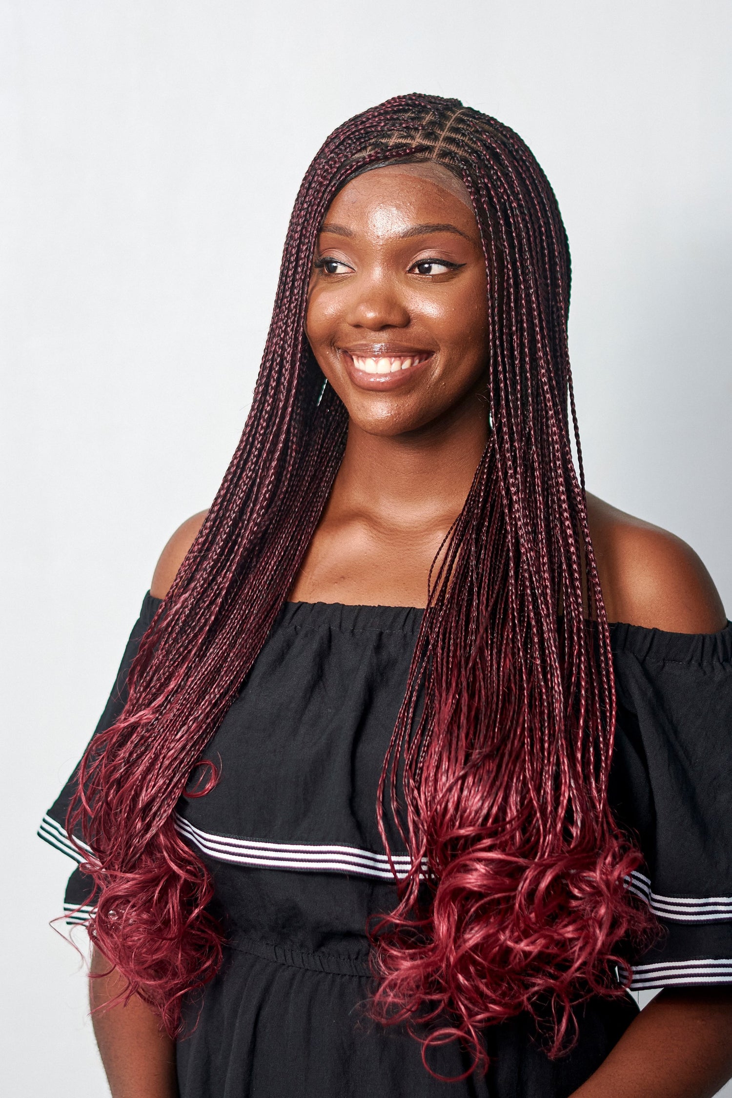 28" Full HD 360 Lace Front Knotless French Curl Hand Braided Wig