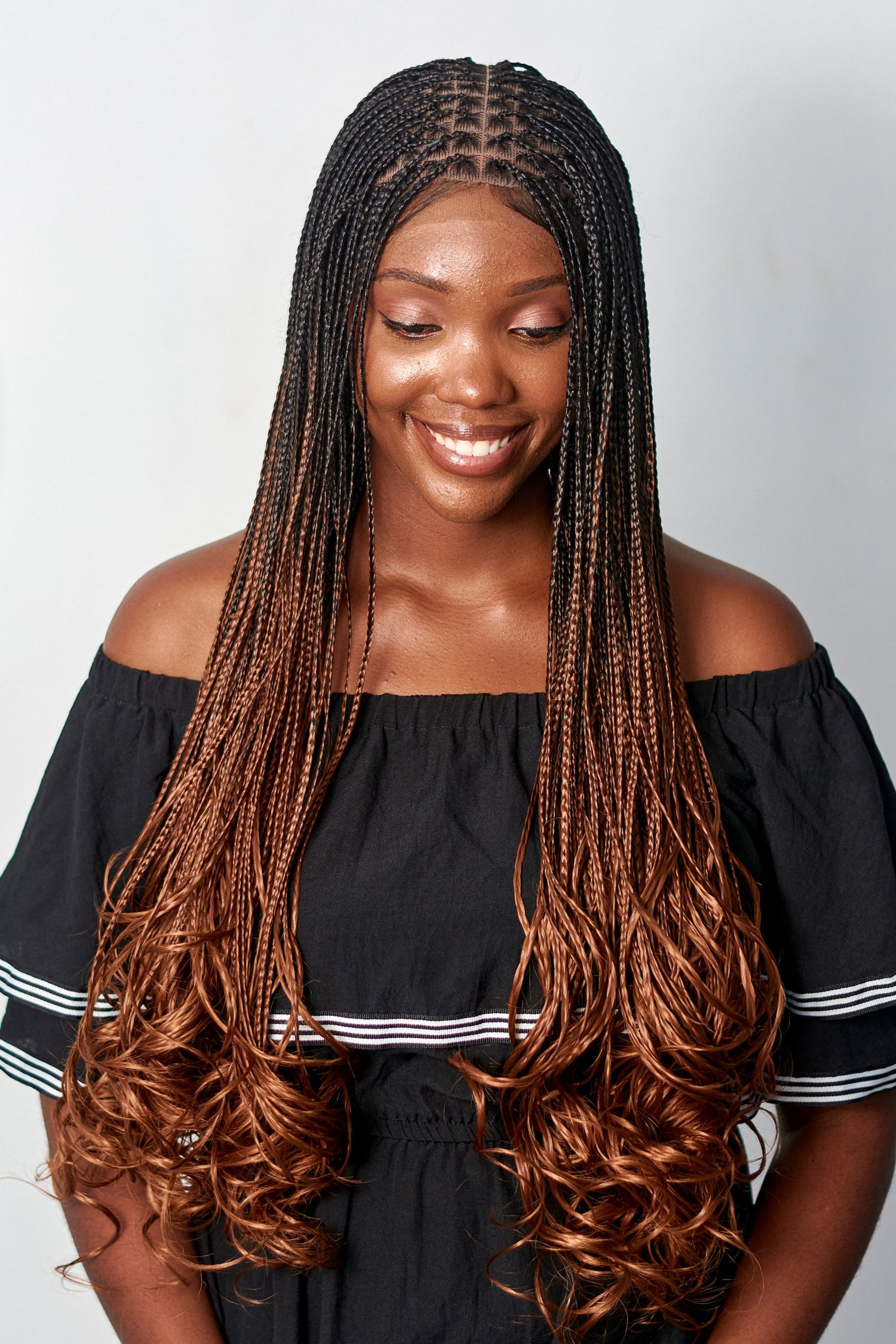 28" Full HD 360 Lace Front Knotless French Curl Hand Braided Wig