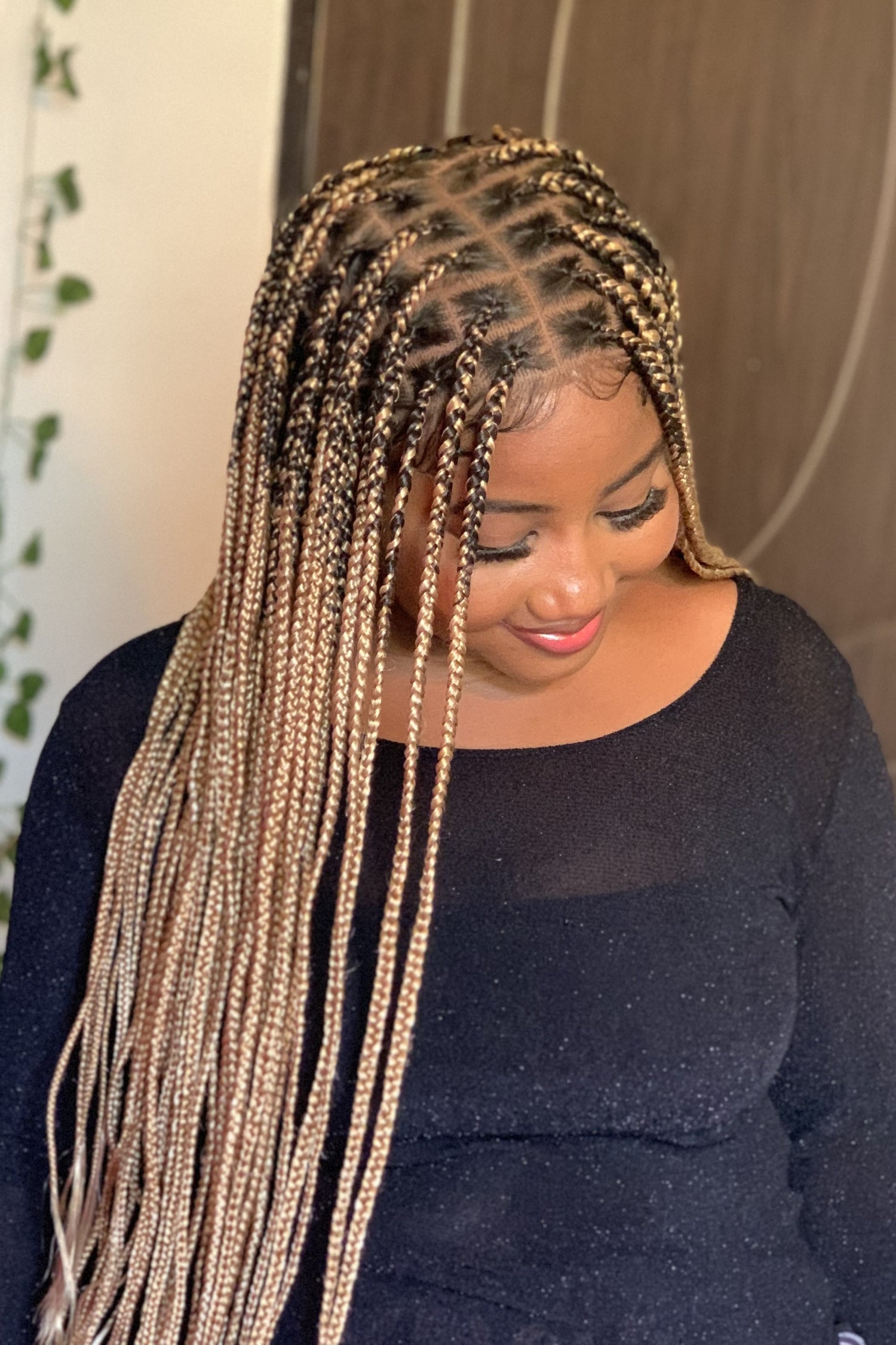36" Medium Knotless Braid Wig on Full 360 HD Lace Cap With Baby Hair