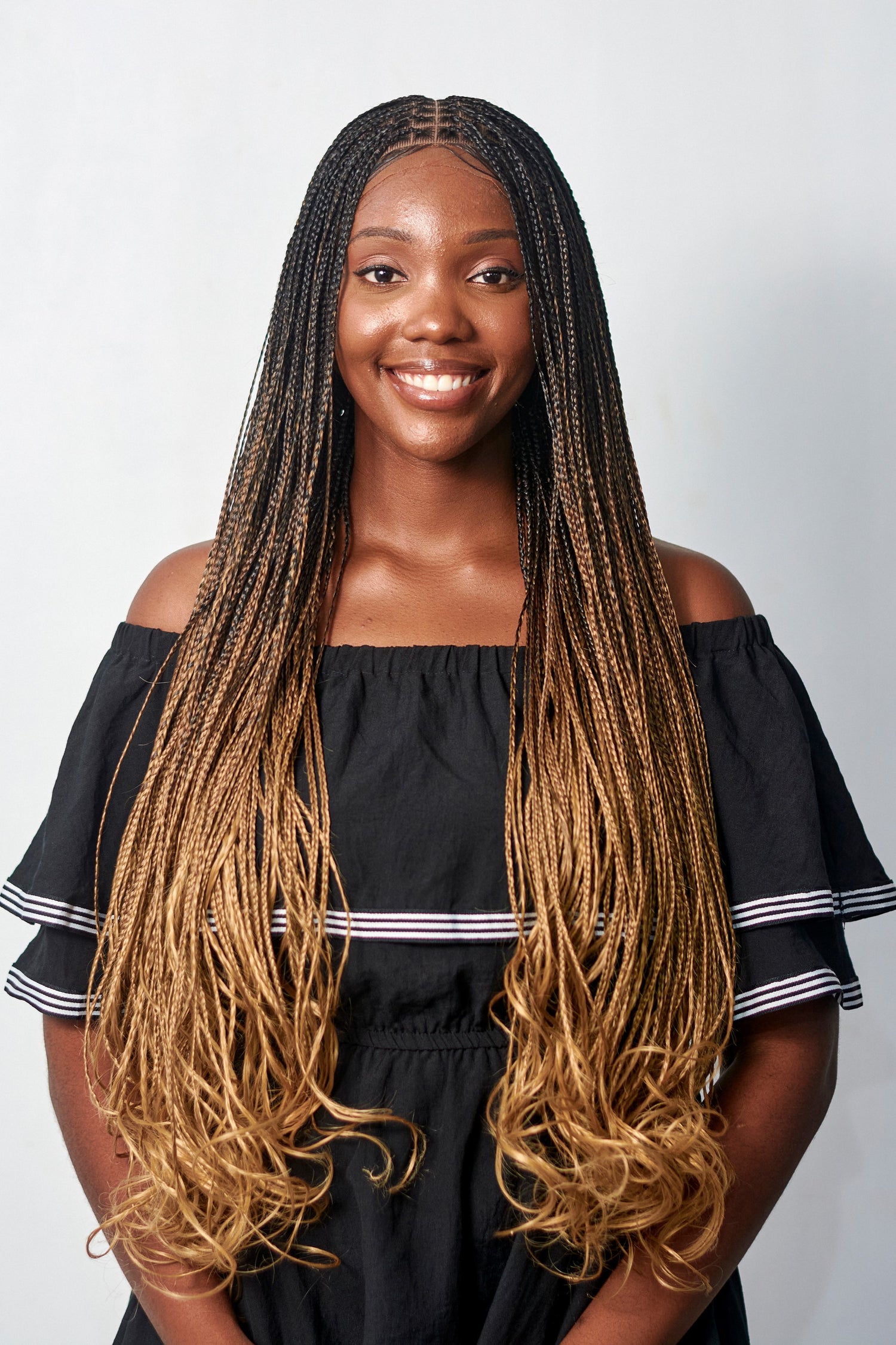 28" Full HD 360 Lace Front Knotless French Curl Hand Braided Wig