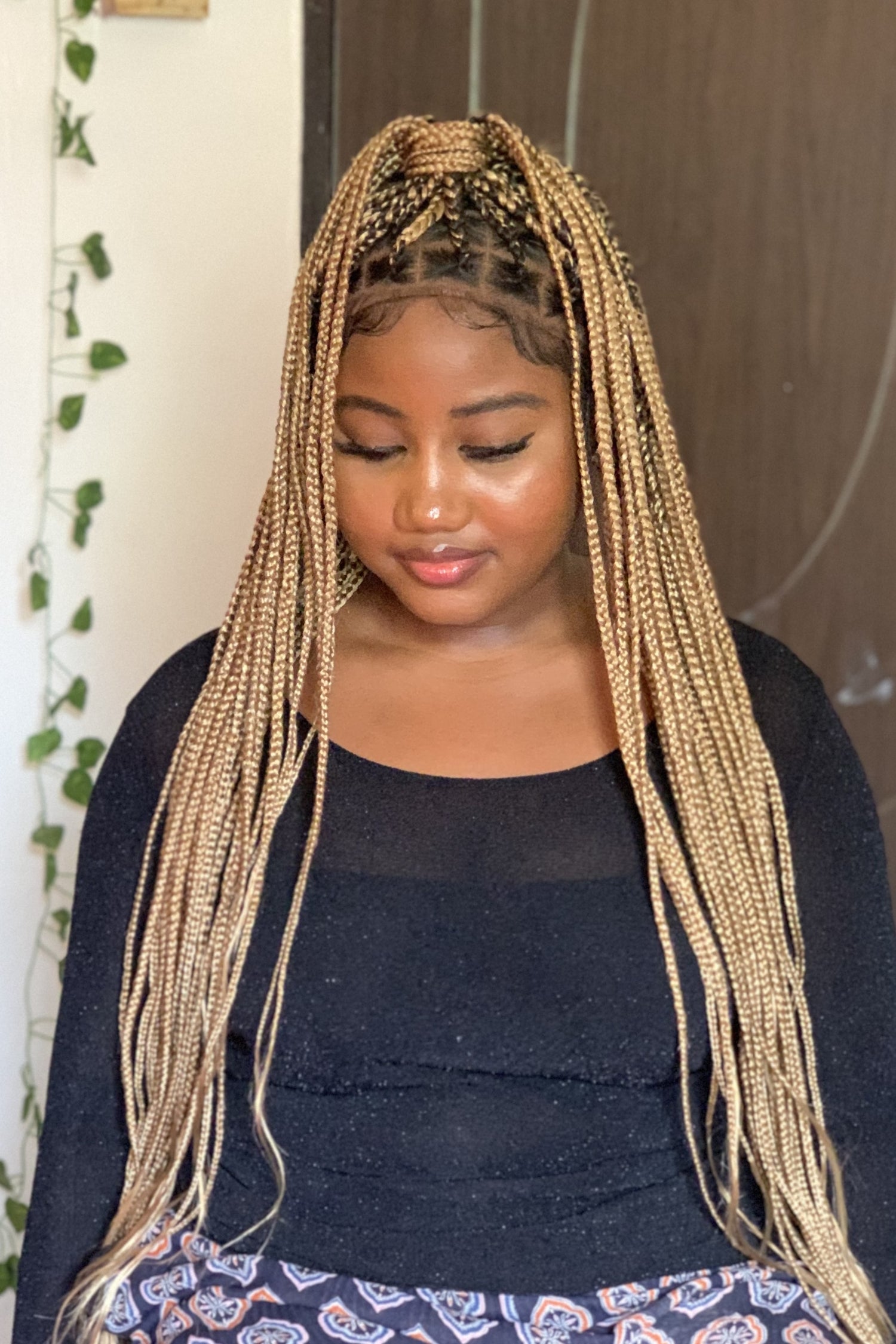 36" Medium Knotless Braid Wig on Full 360 HD Lace Cap With Baby Hair