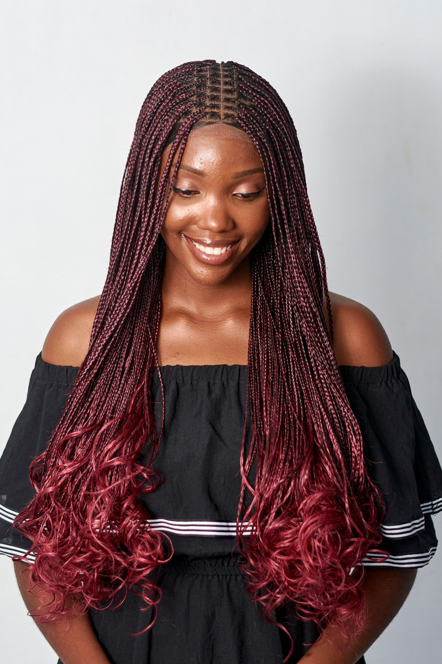 28" Full HD 360 Lace Front Knotless French Curl Hand Braided Wig