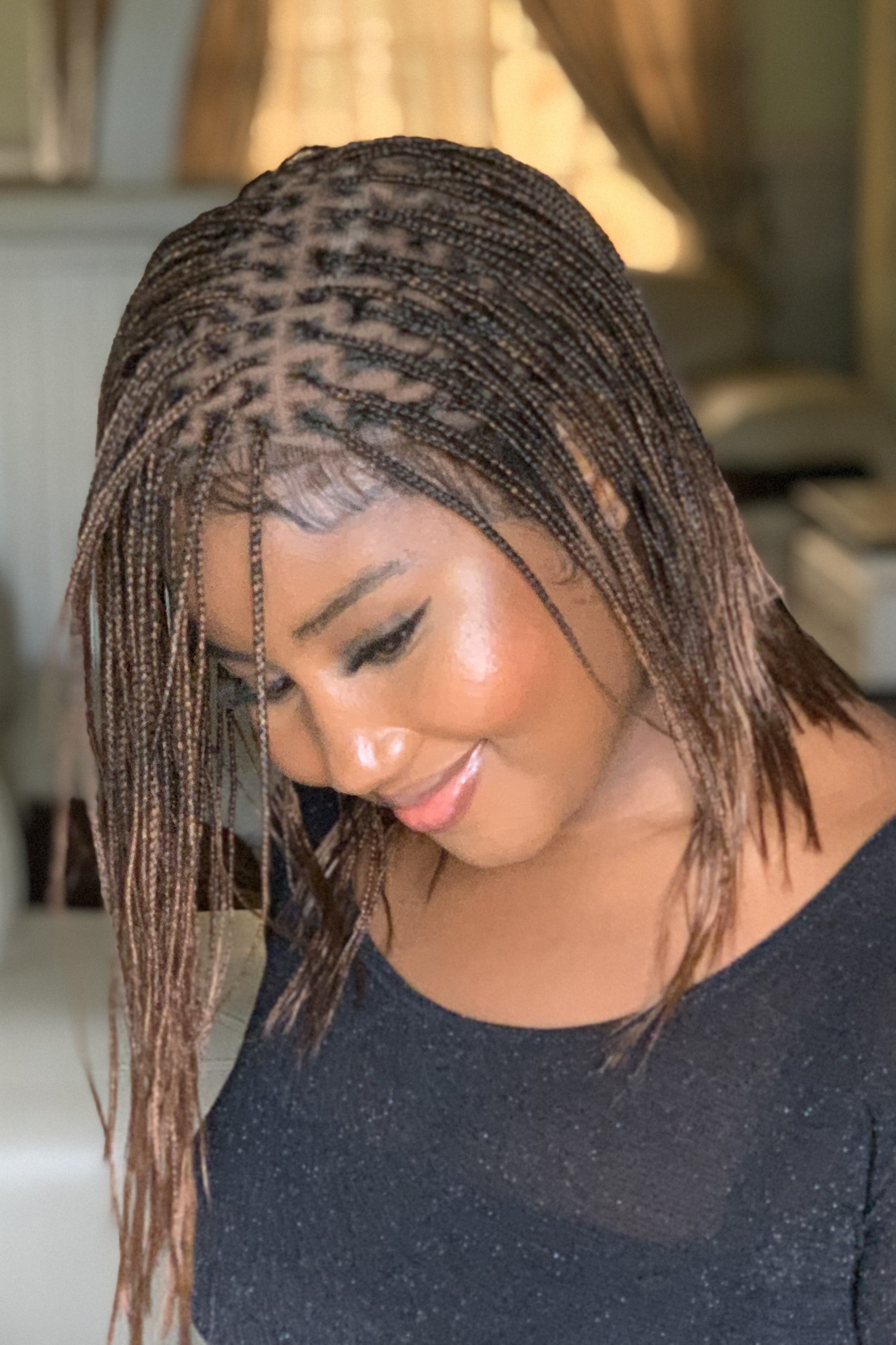 12" Full HD 360 Lace Front Micro Knotless Hand Braided Wig