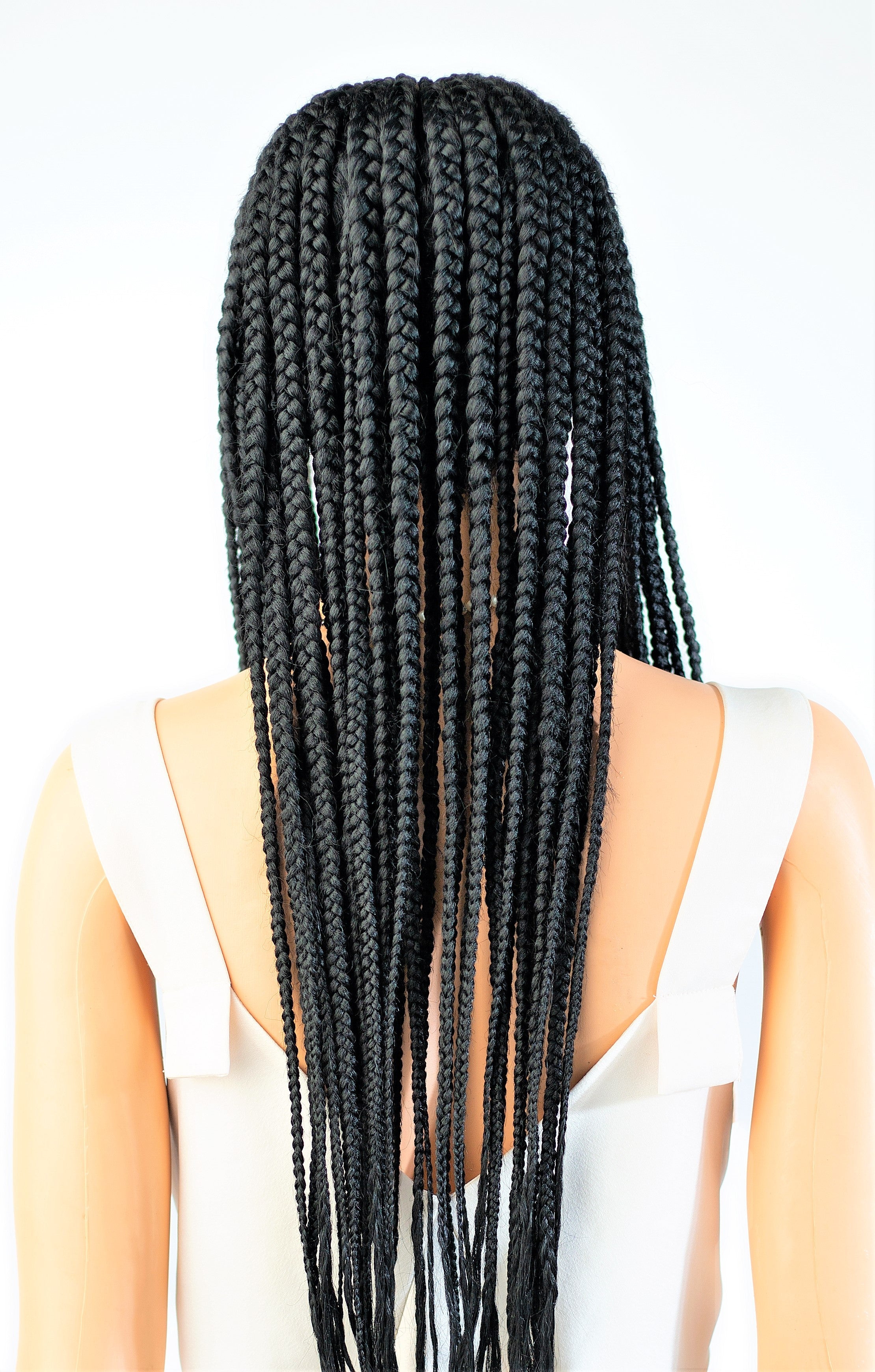 26" 13X5 Lace Closure Cornrow Center part Hand Braided Wig