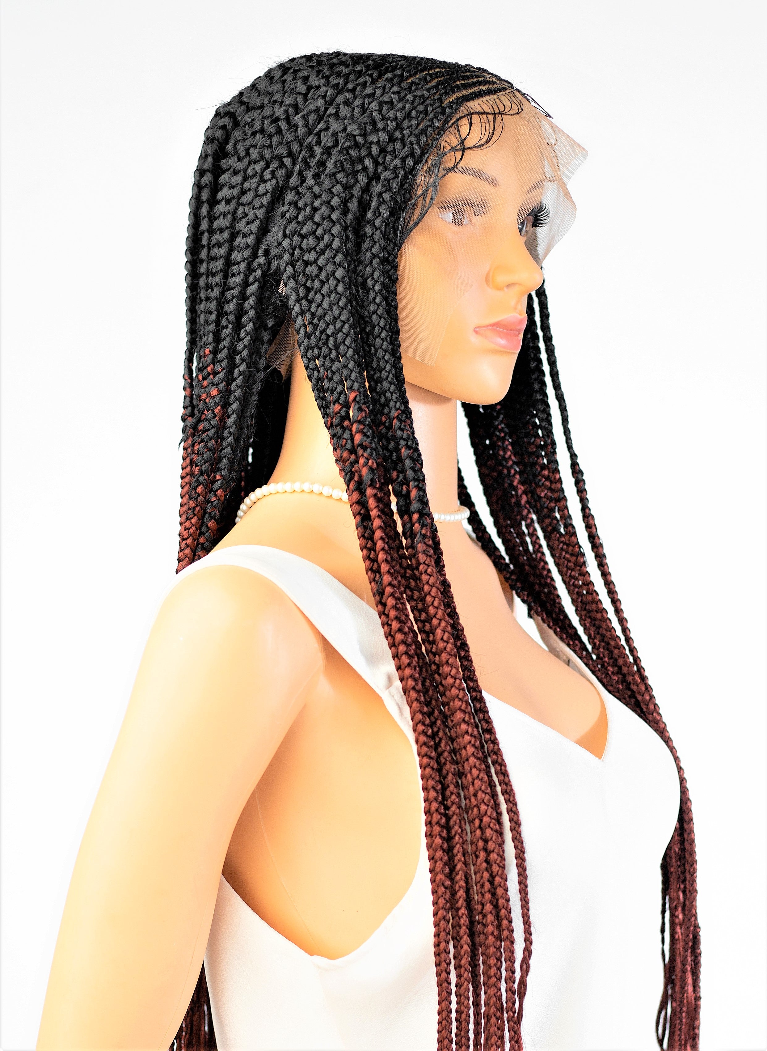 26" 13X5 Lace Closure Cornrow Center part Hand Braided Wig