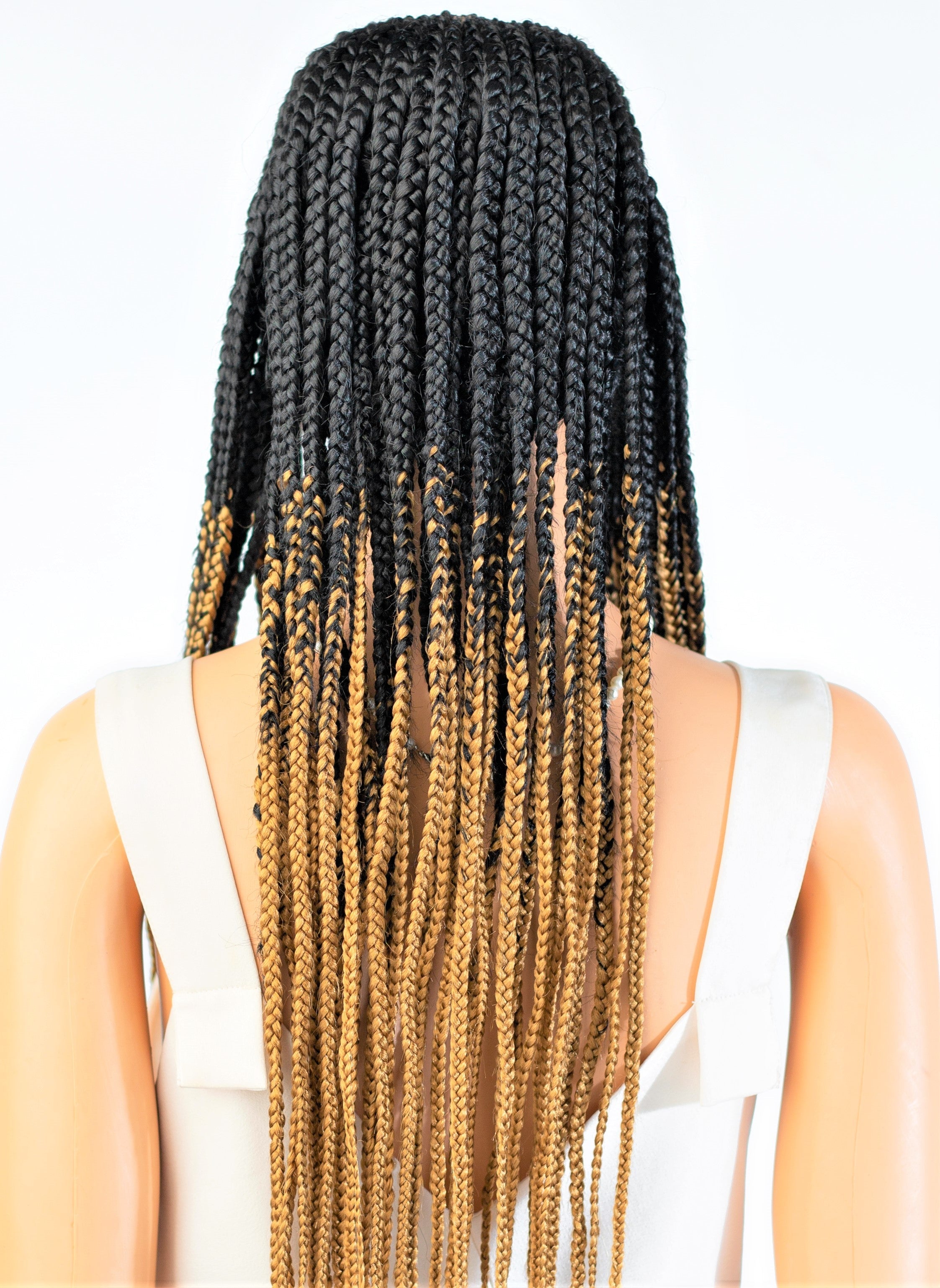 26" 13X5 Lace Closure Cornrow Side part Hand Braided Wig